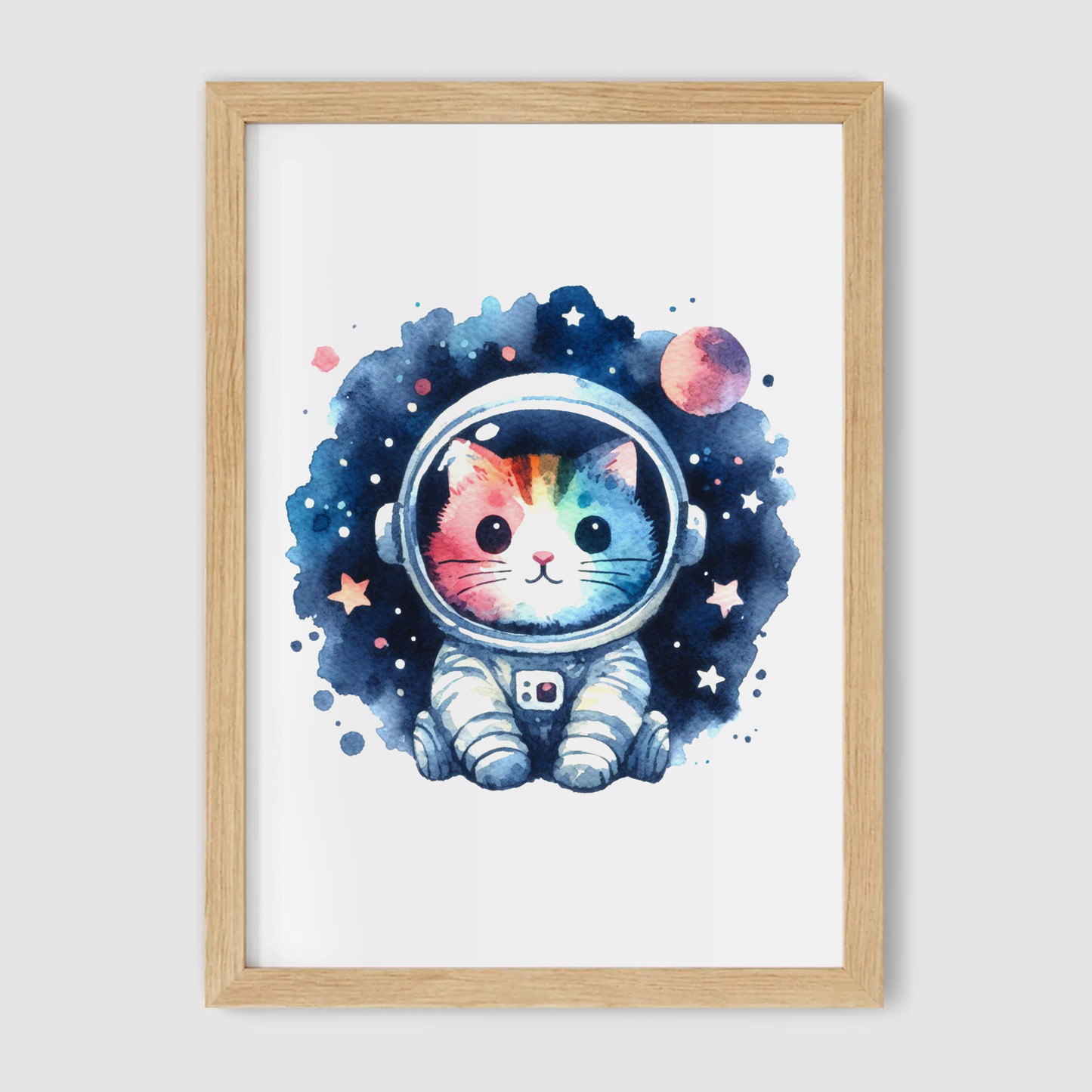 Kitten Spaceman Print - Nursery Space Collection