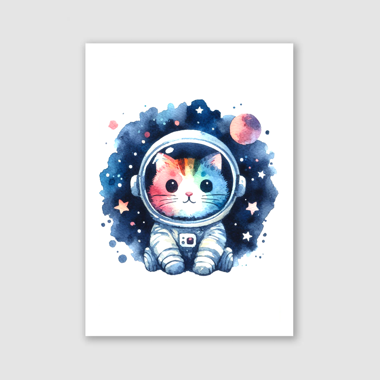 Kitten Spaceman Print - Nursery Space Collection