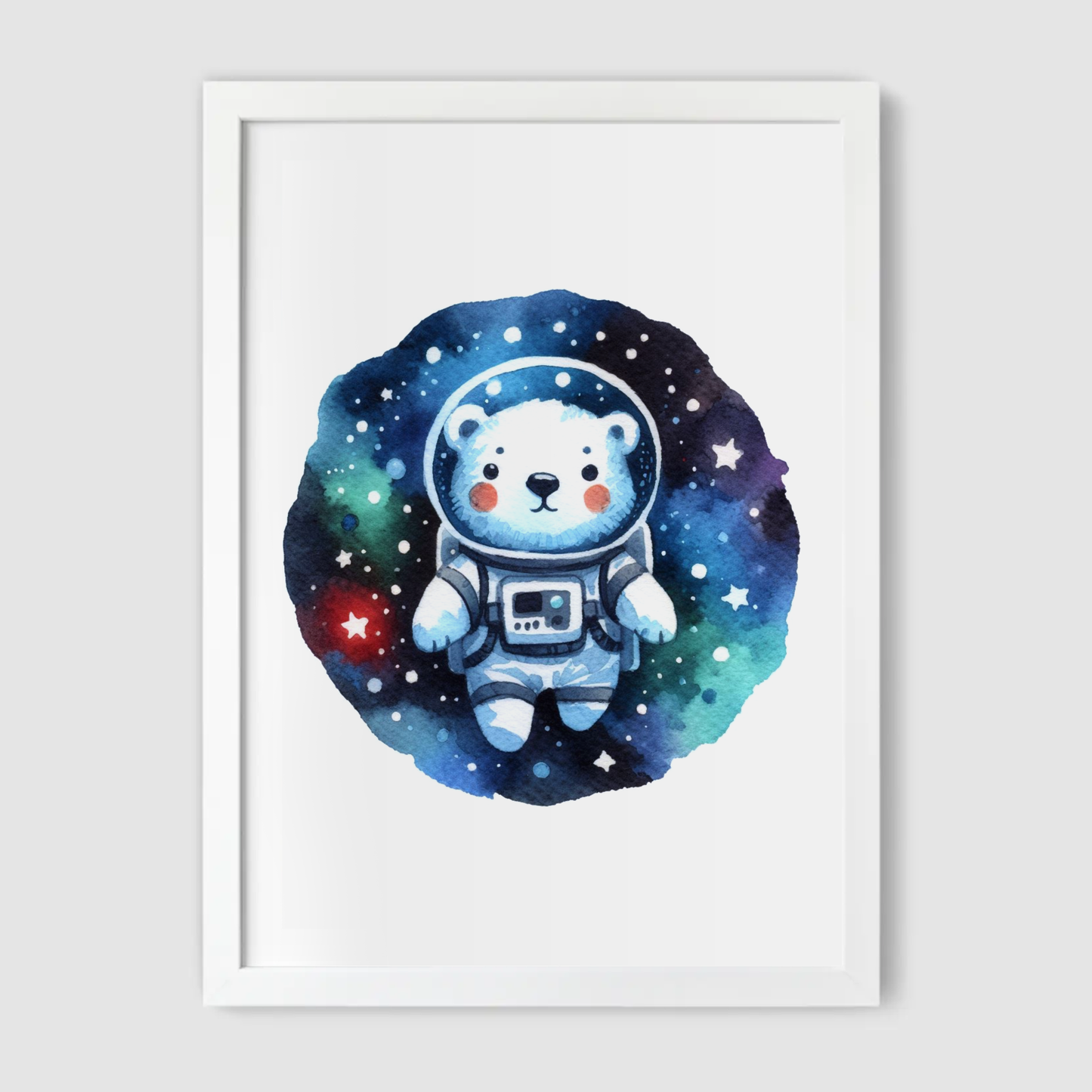 Polar Bear Spaceman Print - Nursery Space Collection