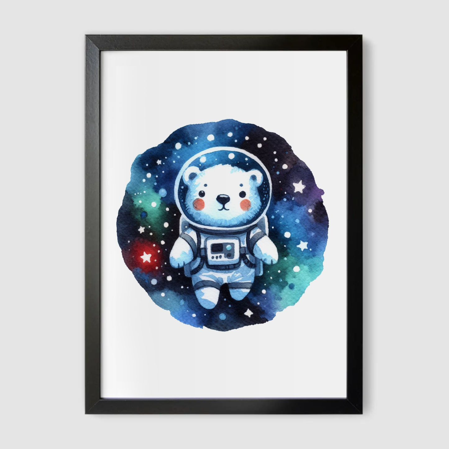 Polar Bear Spaceman Print - Nursery Space Collection