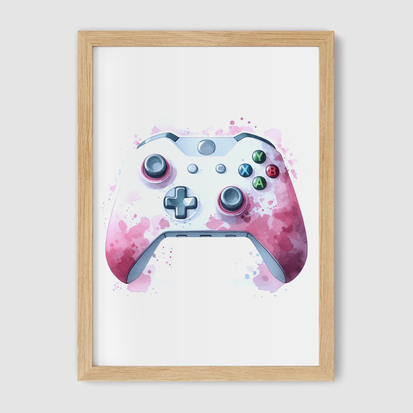 Pink & White Controller Art Print - Gaming Collection