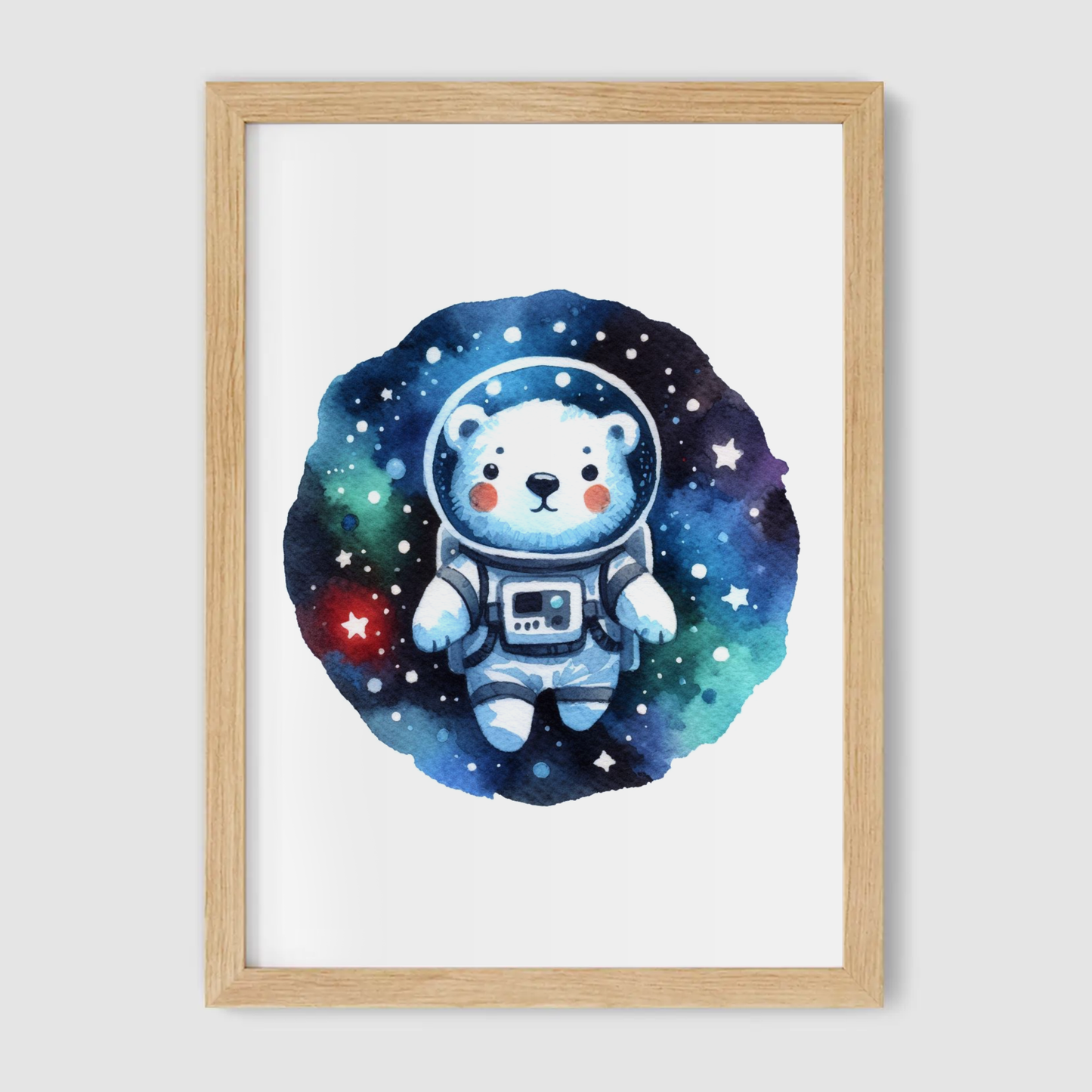 Polar Bear Spaceman Print - Nursery Space Collection