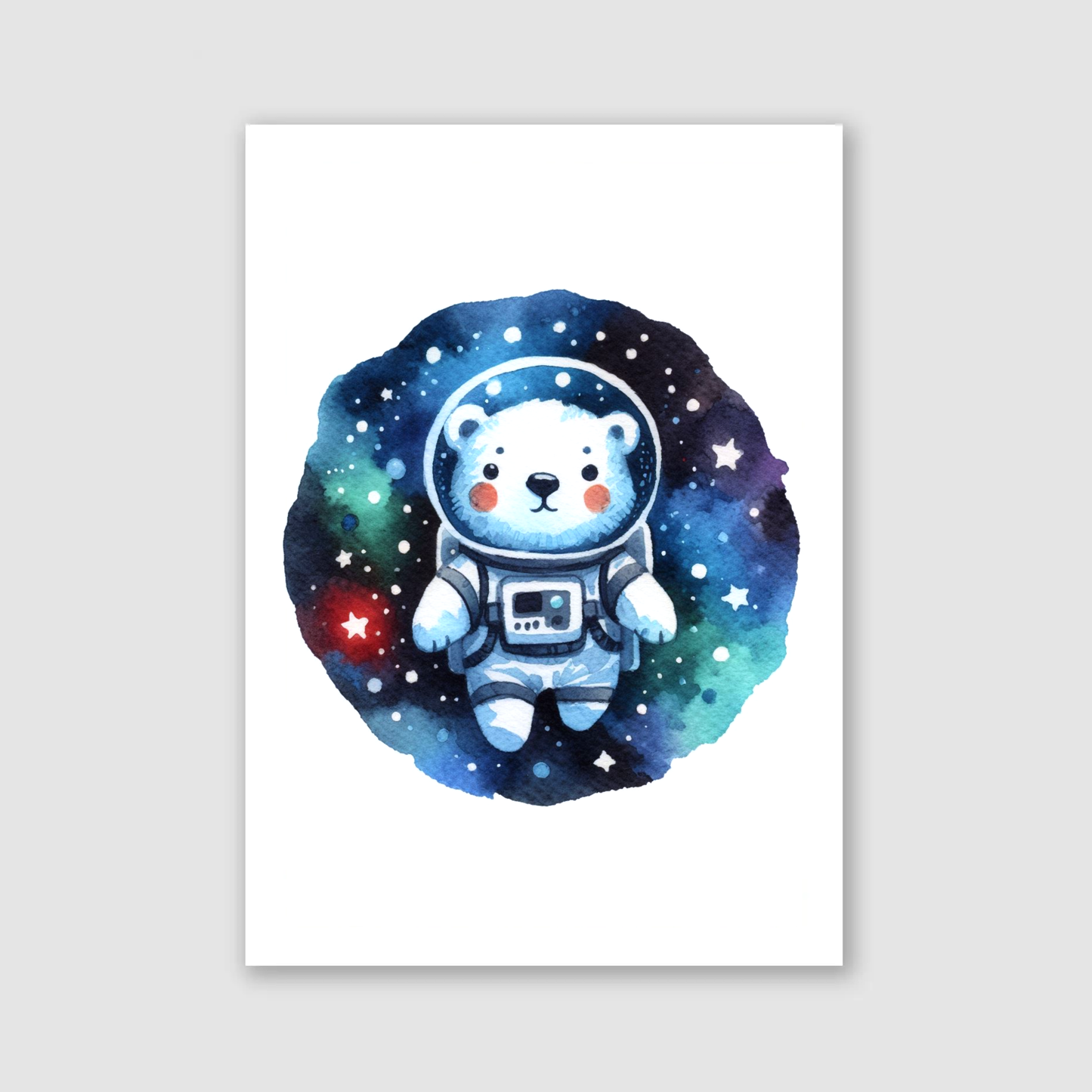 Polar Bear Spaceman Print - Nursery Space Collection