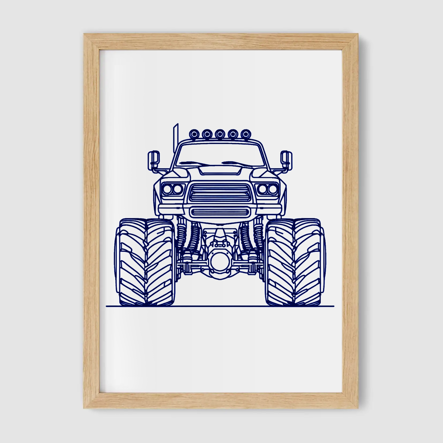 Blue Monster Truck Line Art Print - Vehicles Collection