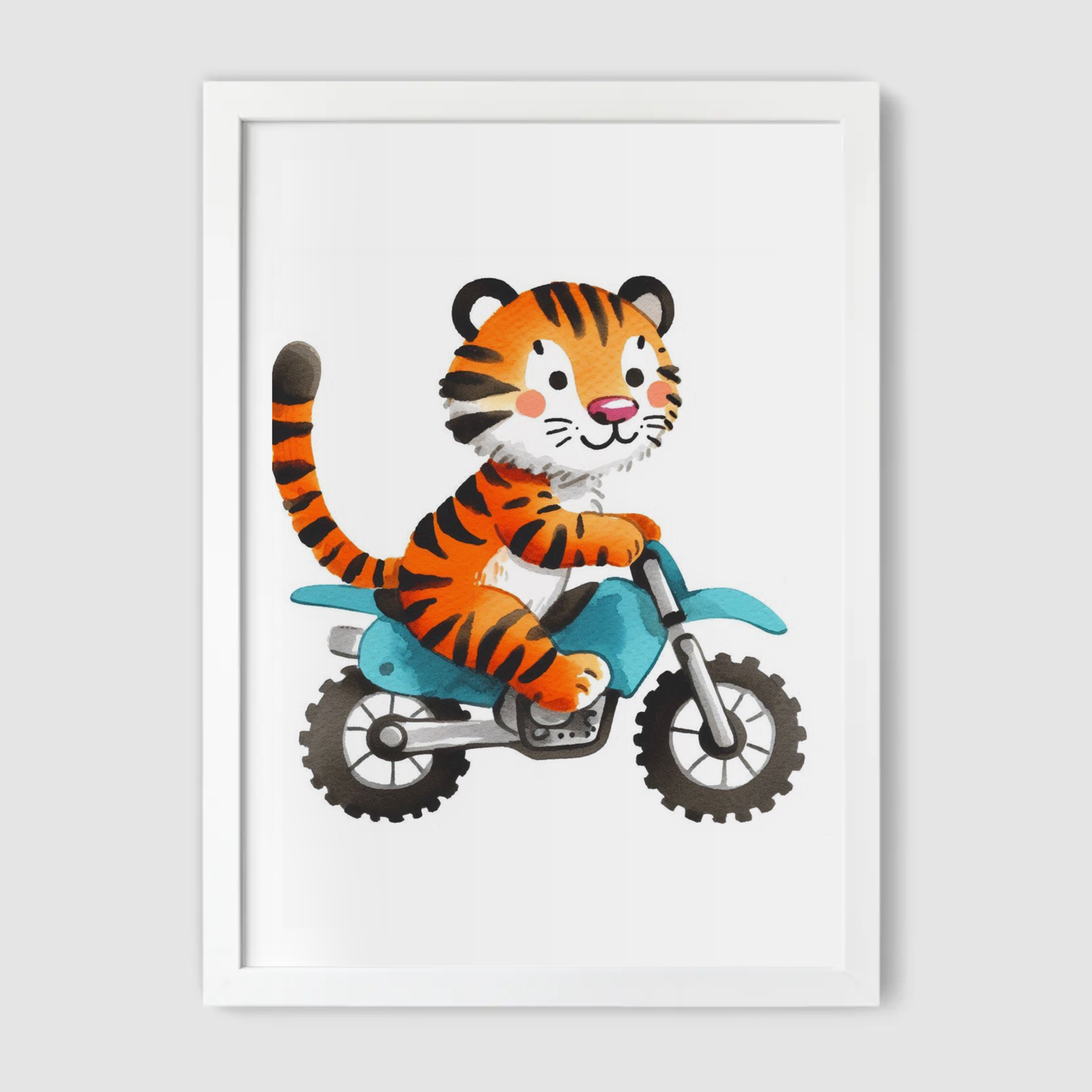 Tiger Biker Print - Animal Motorbike Nursery Collection