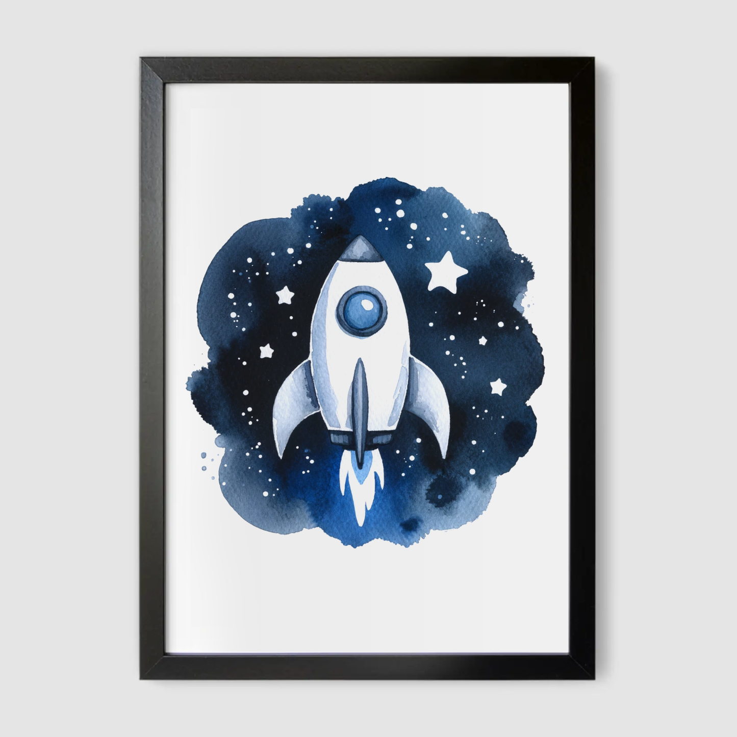 Watercolour Rocket Print - Nursery Space Collection