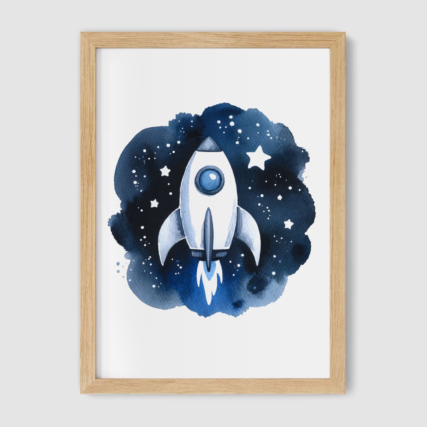 Watercolour Rocket Print - Nursery Space Collection