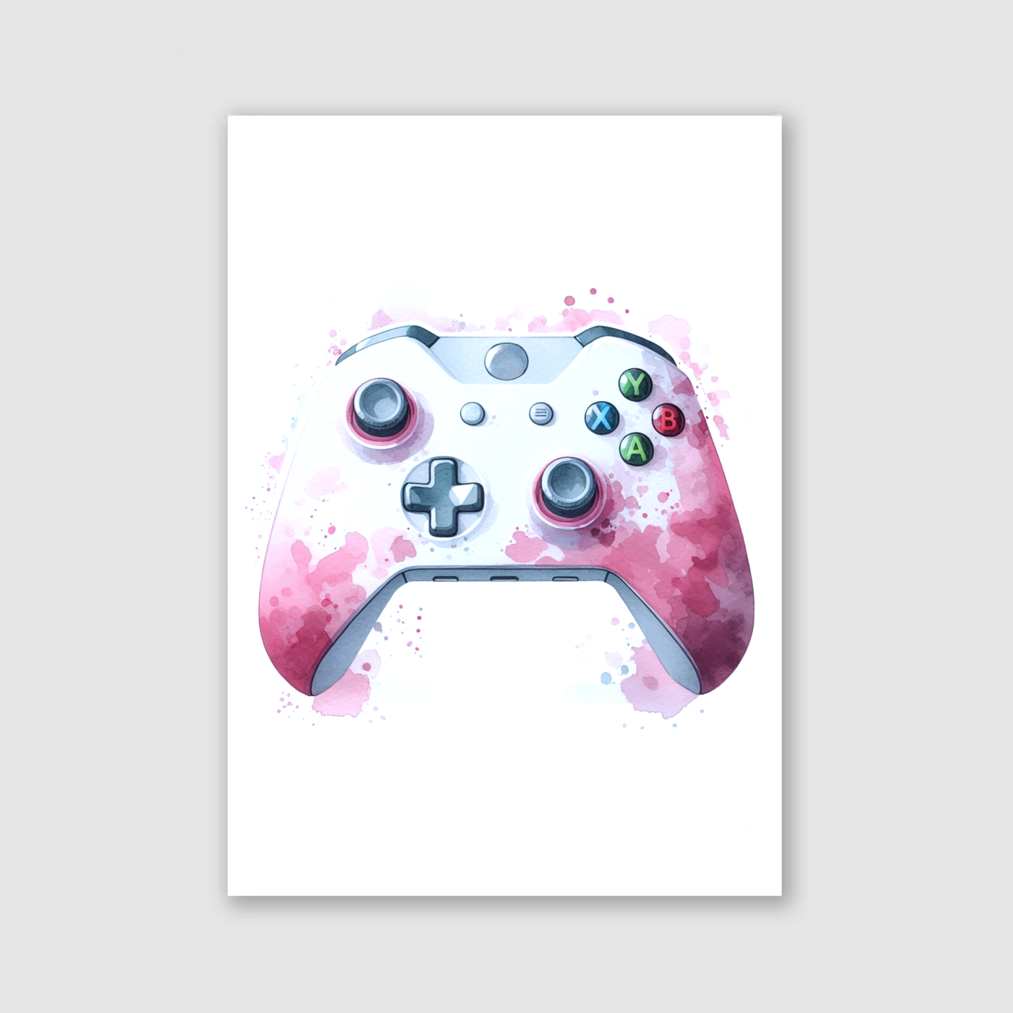 Pink & White Controller Art Print - Gaming Collection