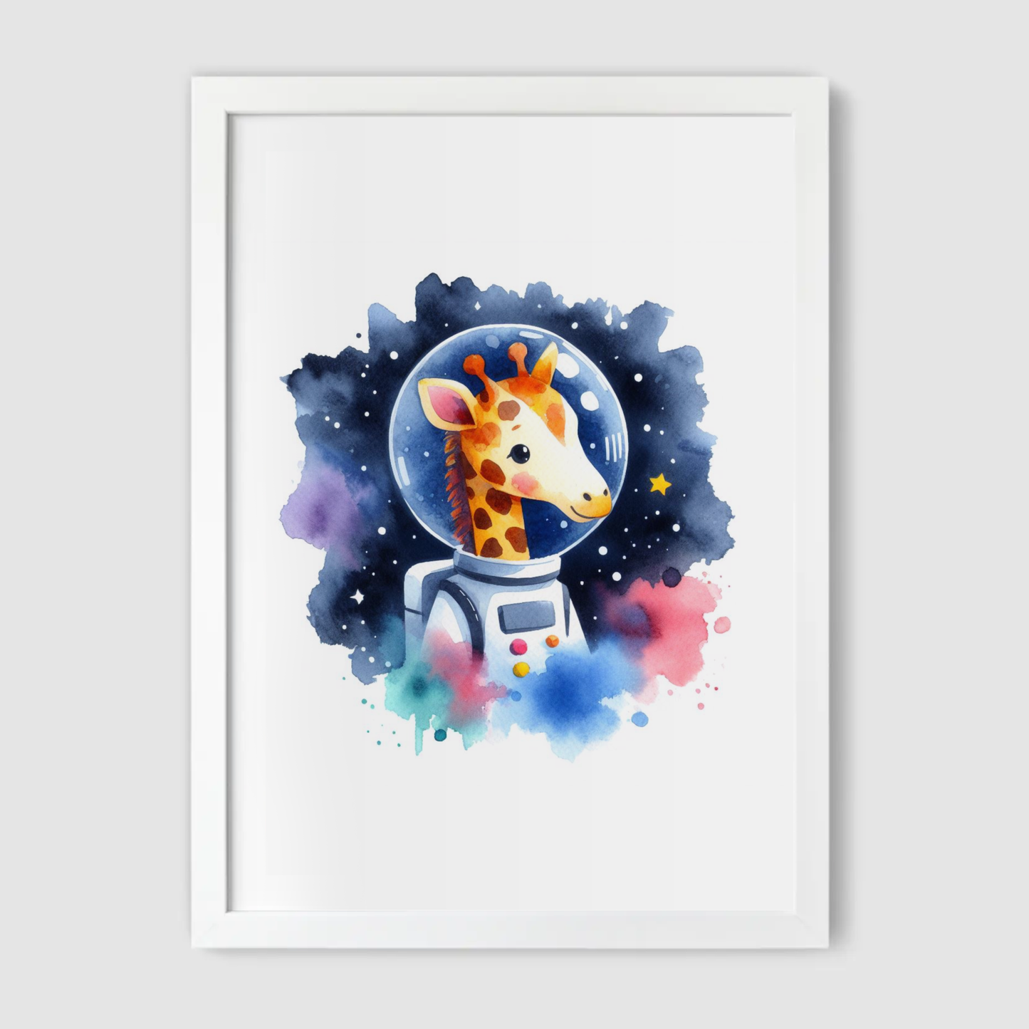 Giraffe Spaceman Print - Nursery Space Collection