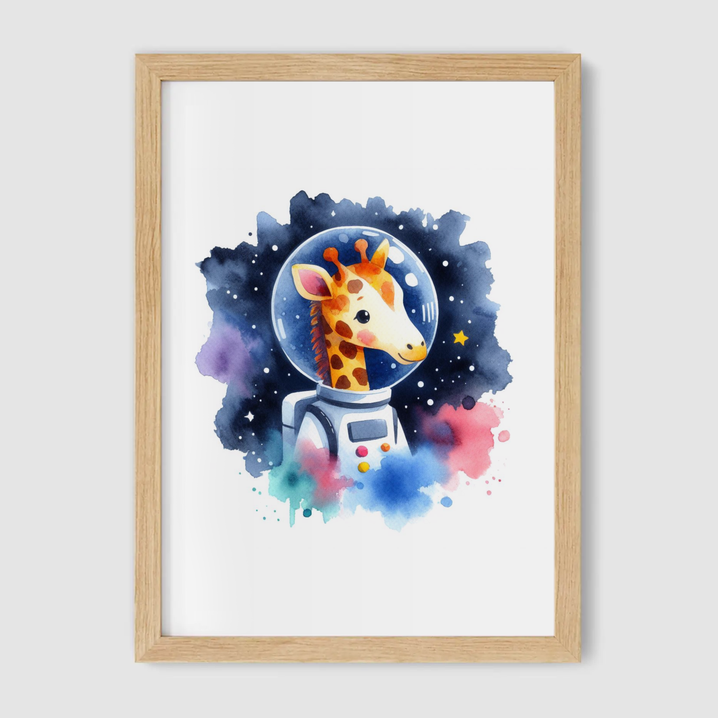 Giraffe Spaceman Print - Nursery Space Collection