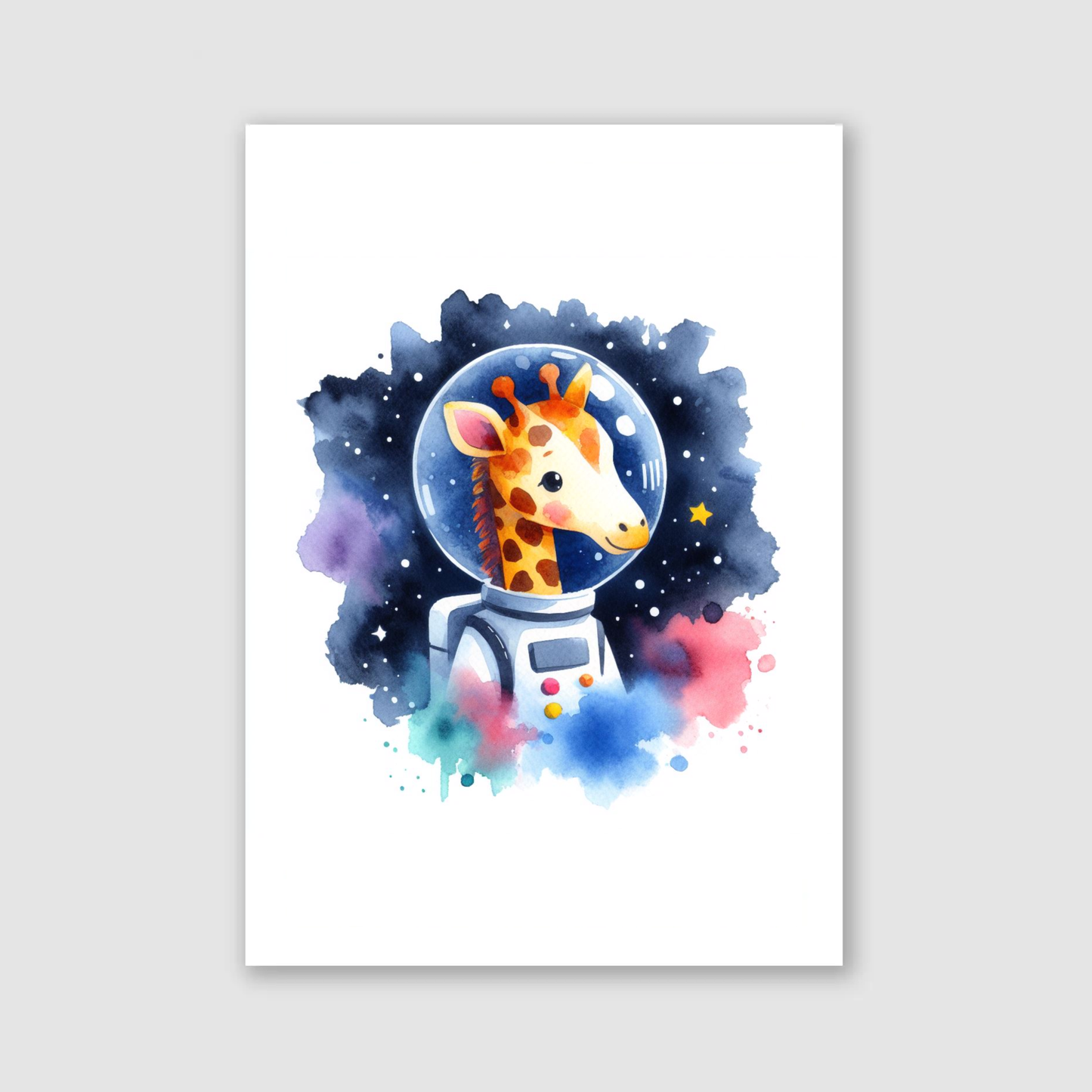 Giraffe Spaceman Print - Nursery Space Collection