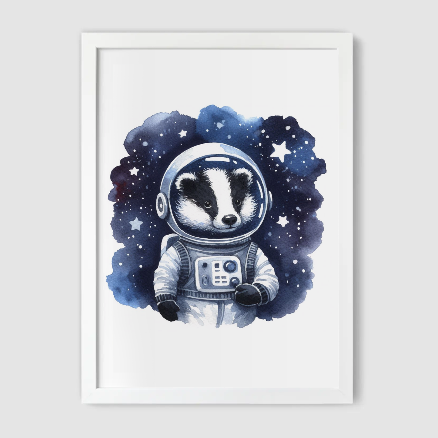 Badger Spaceman Print - Nursery Space Collection