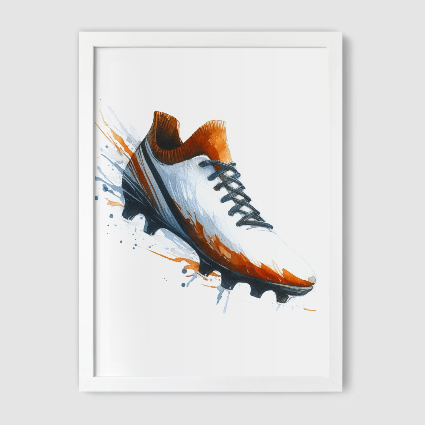 Orange & White Football Boot Art Print - Football Collection