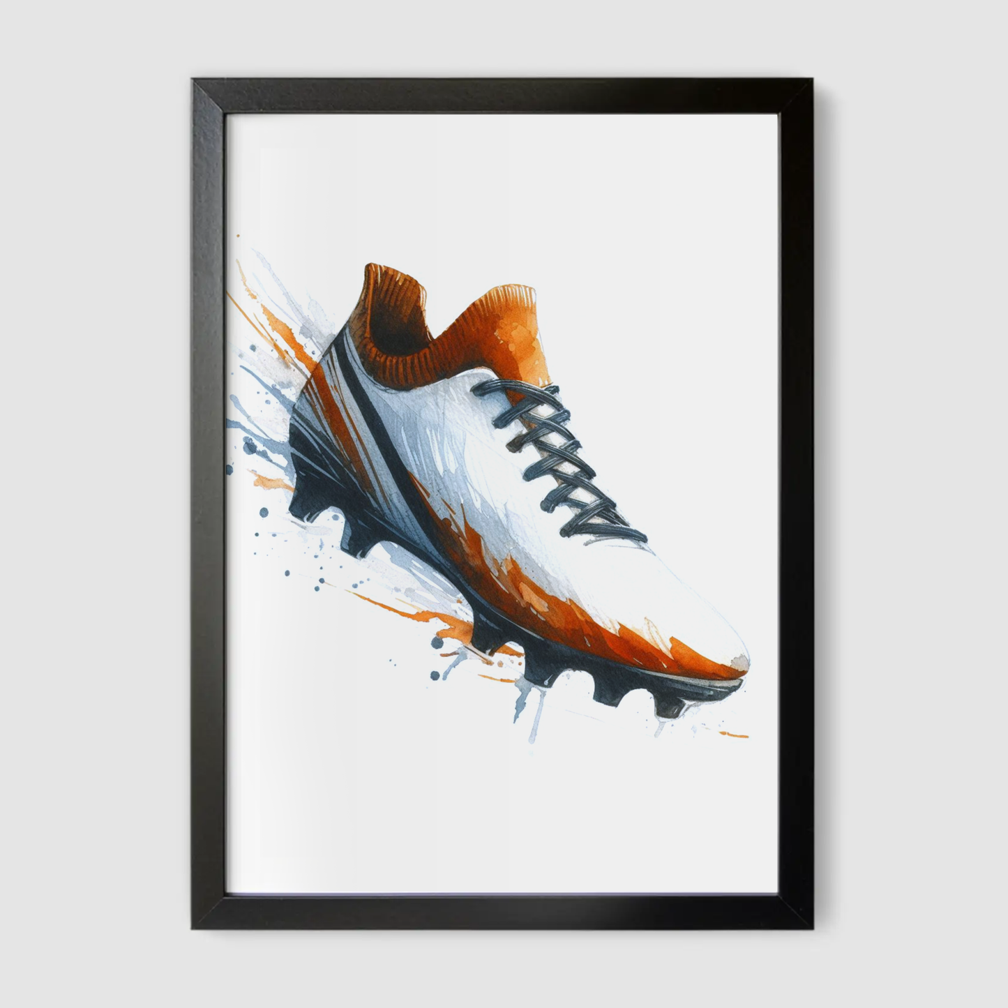 Orange & White Football Boot Art Print - Football Collection