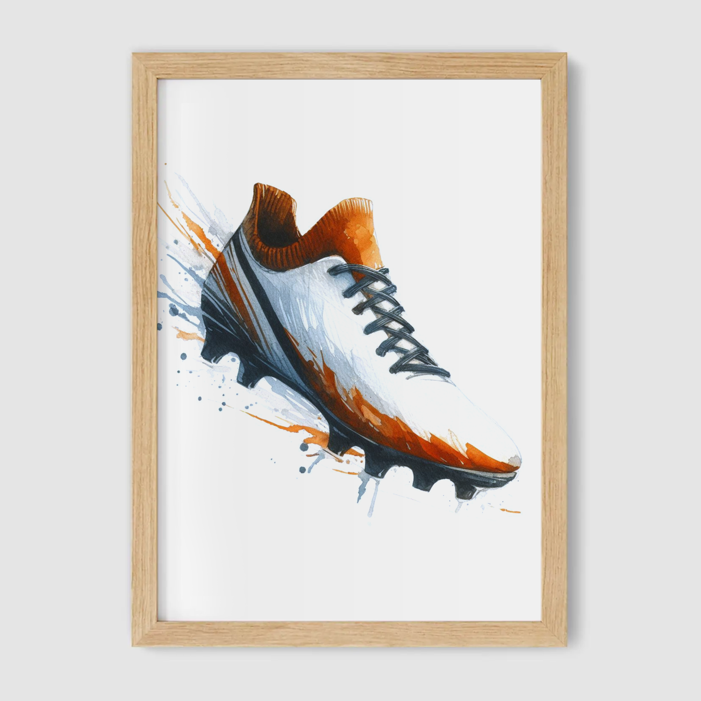 Orange & White Football Boot Art Print - Football Collection