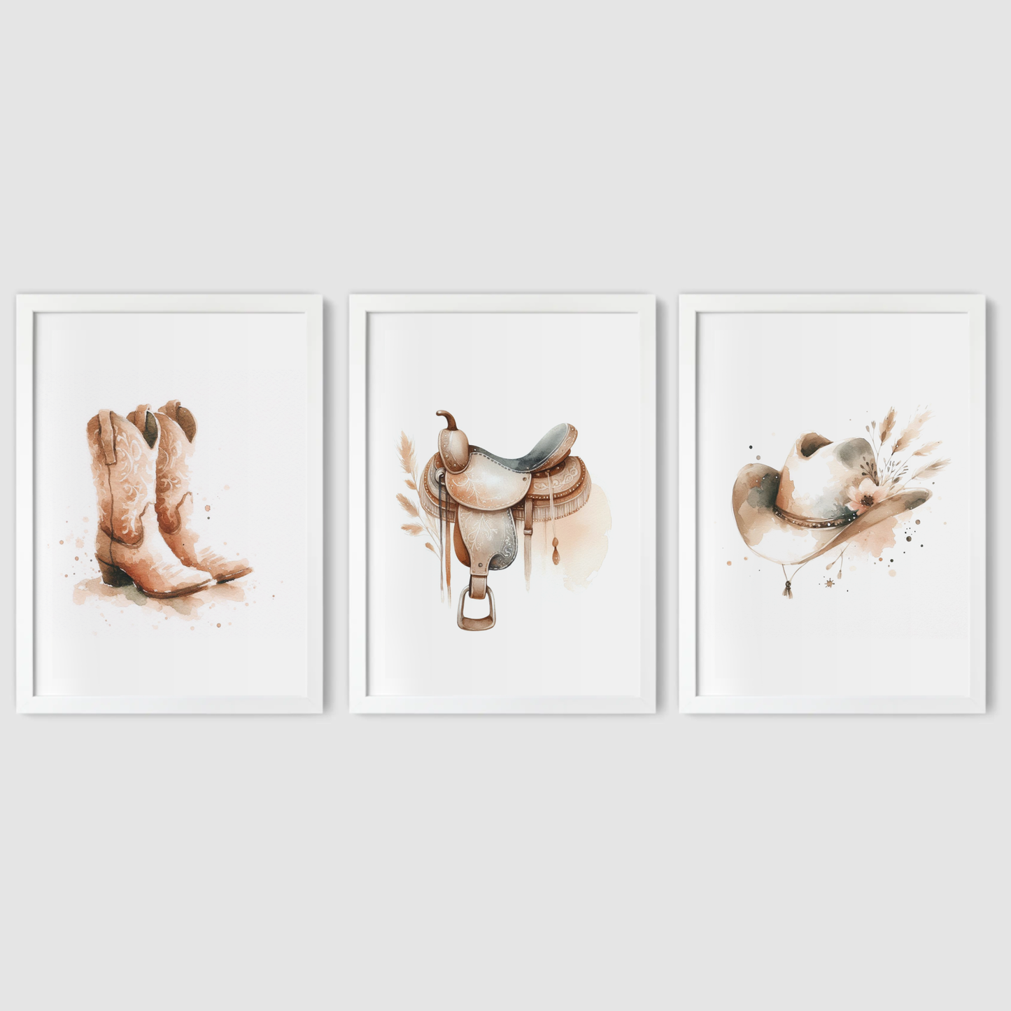 Western Saddle Print Set - Horse & Pony Collection Set of 3