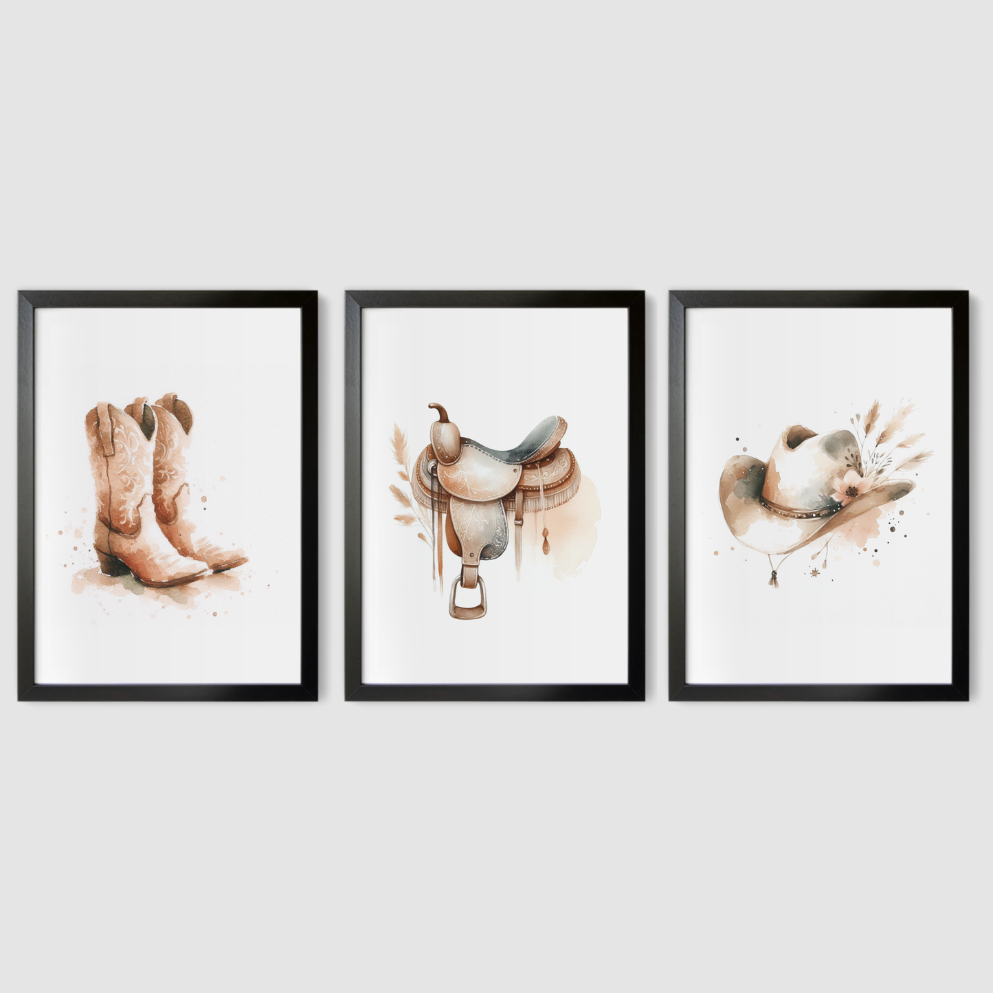 Western Saddle Print Set - Horse & Pony Collection Set of 3