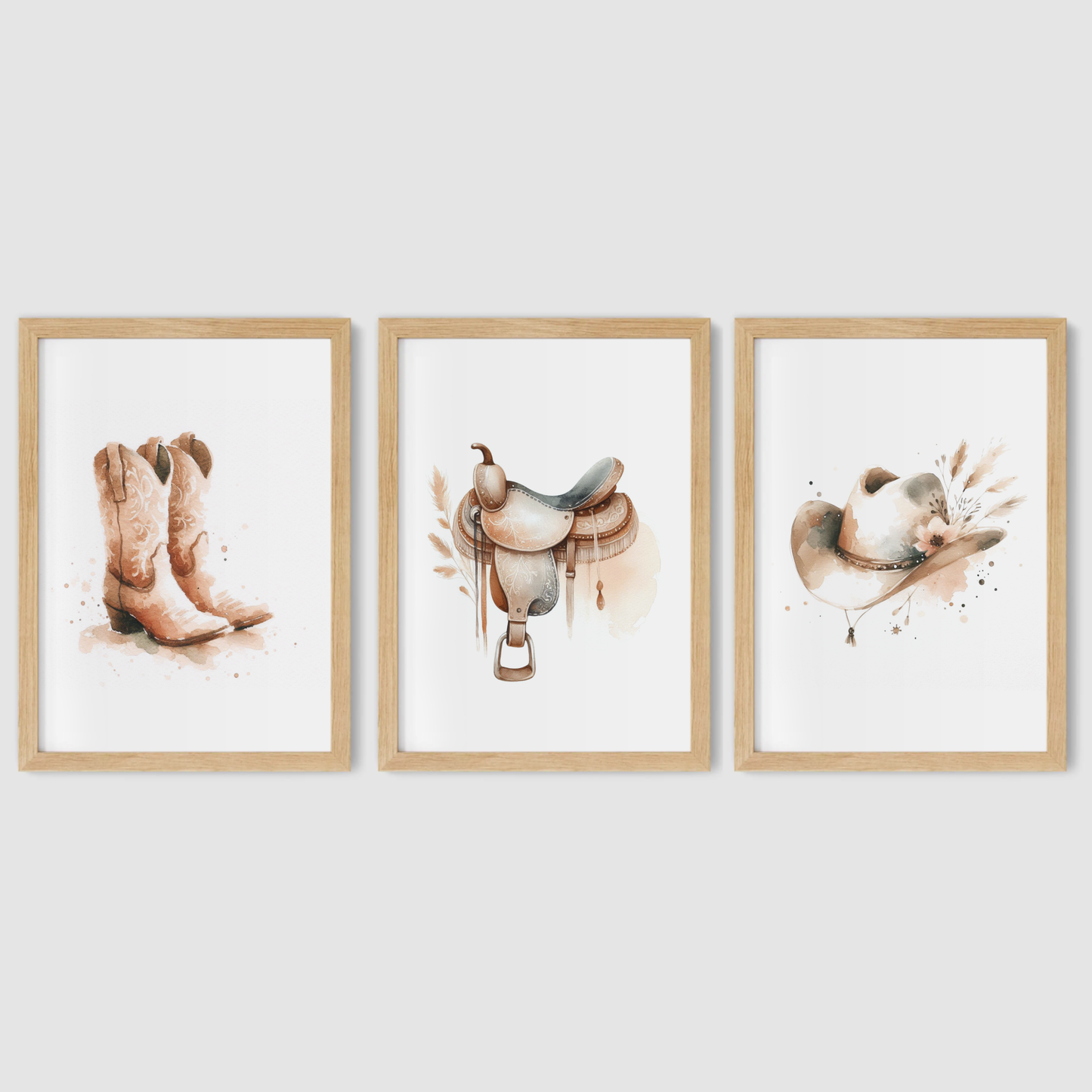 Western Saddle Print Set - Horse & Pony Collection Set of 3