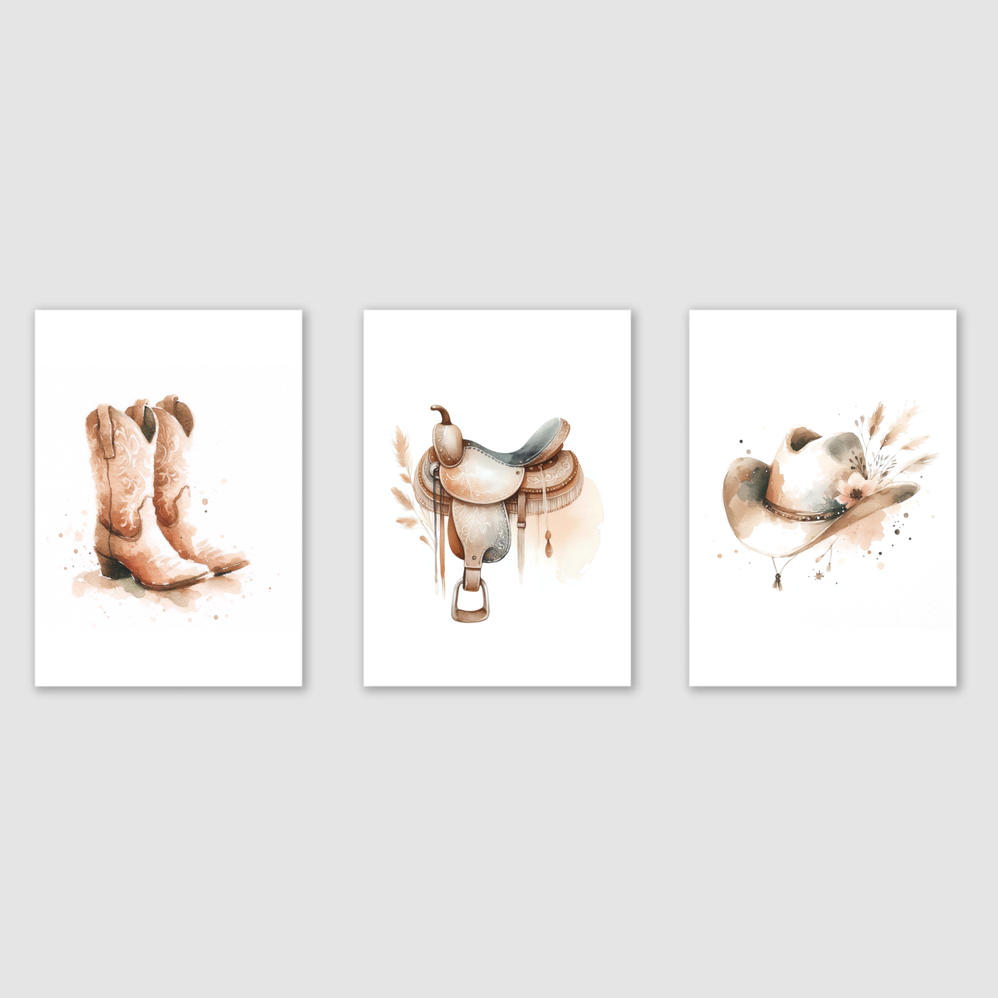 Western Saddle Print Set - Horse & Pony Collection Set of 3