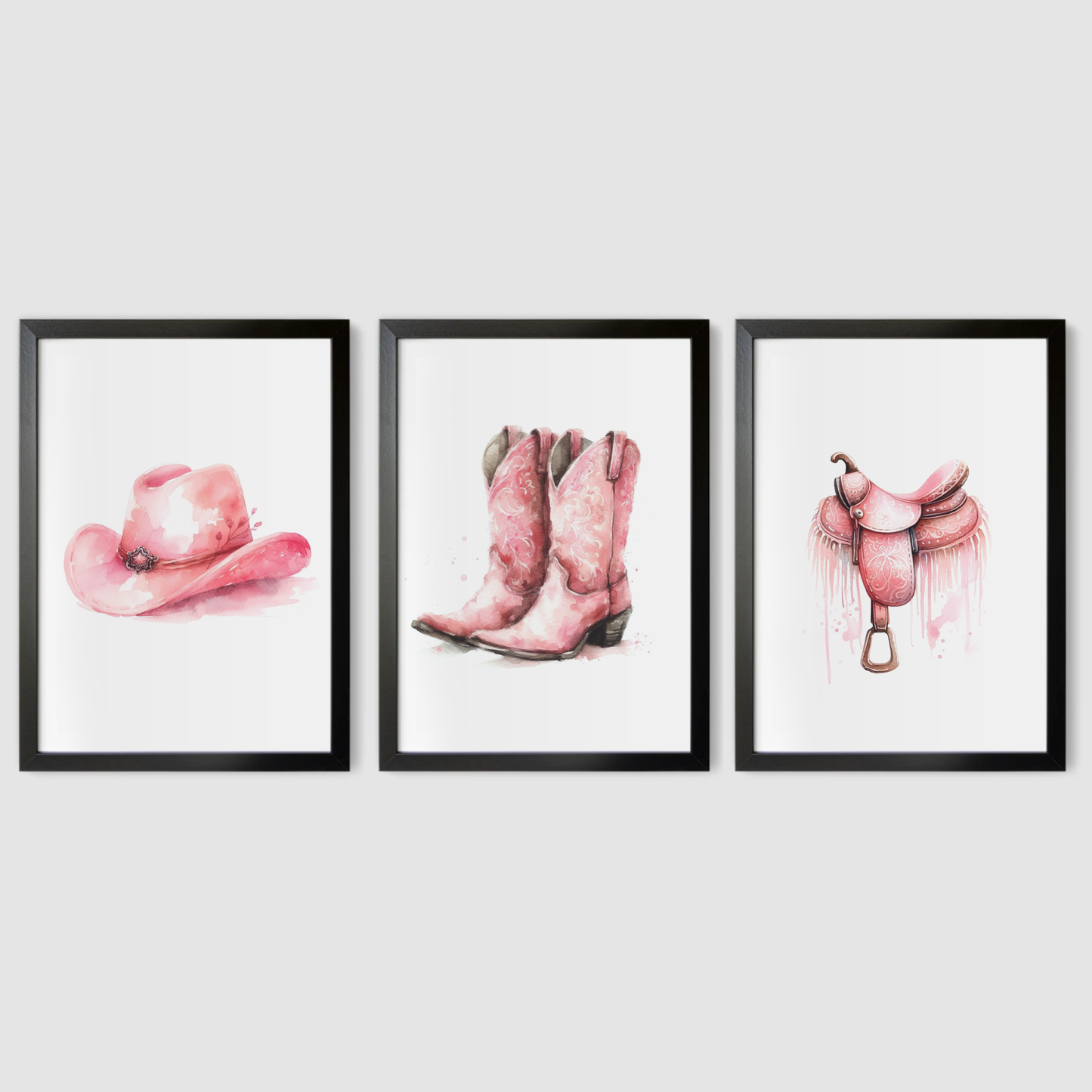 Pink Country & Western Print Set - Horse & Pony Collection Set of 3