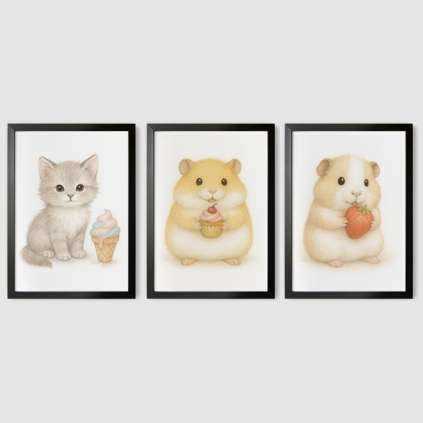 Sweet Treats Print Set - Cute Pets Collection Set of 3