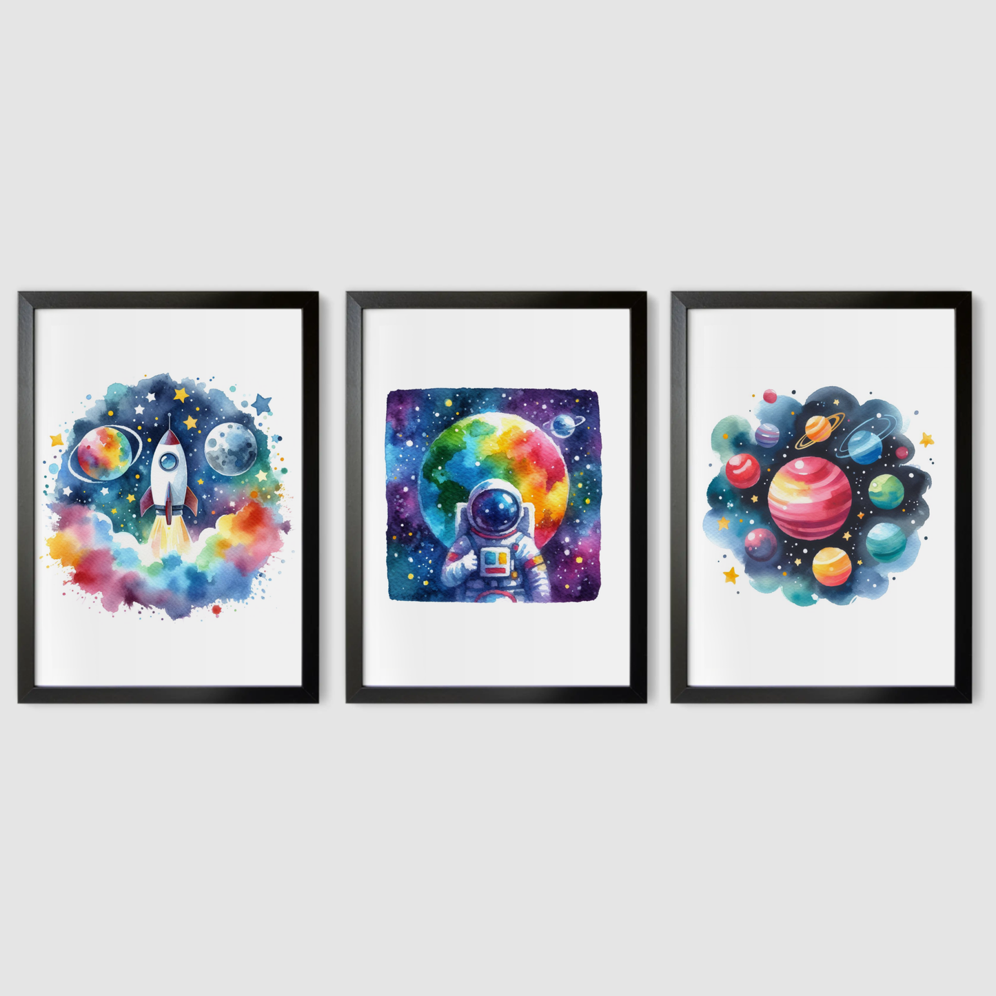 Colourful Space Print Set - Nursery Space Collection Set of 3