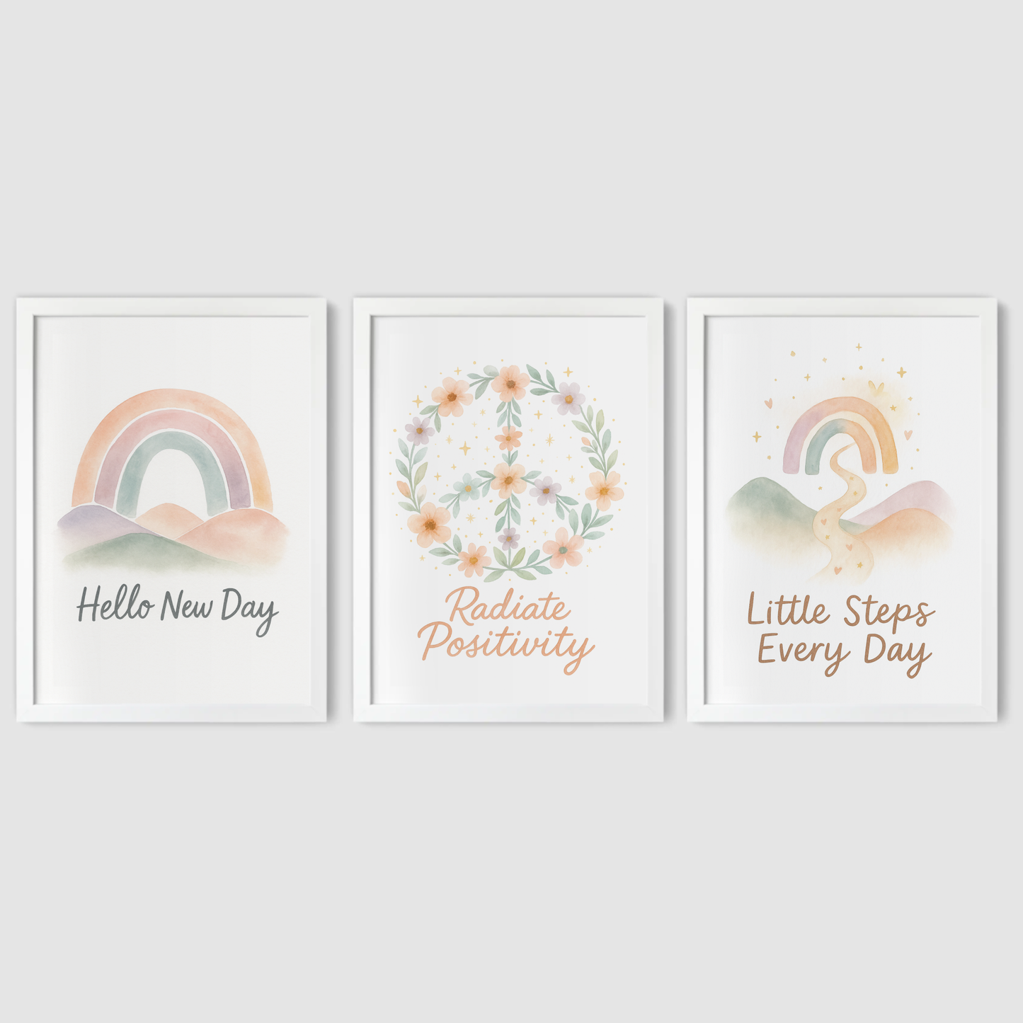 Abstract Positivity Print Set - Rainbow & Positivity Collection Set of 3