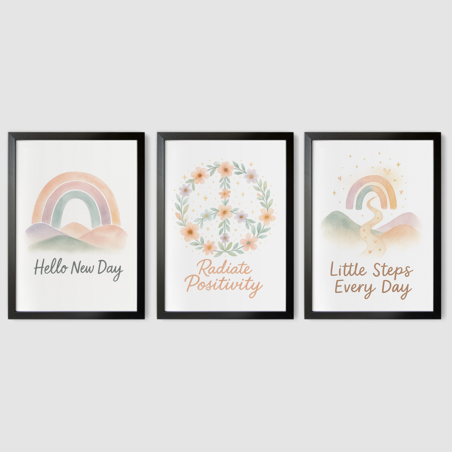 Abstract Positivity Print Set - Rainbow & Positivity Collection Set of 3