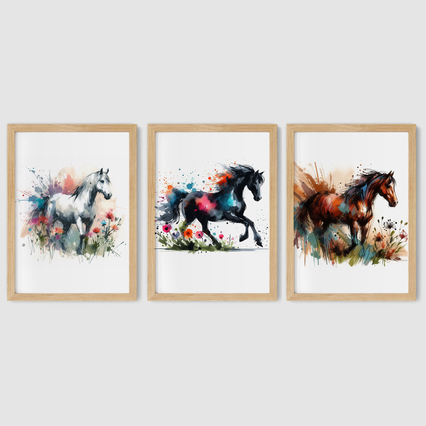 Watercolour Horse Print Set - Horse & Pony Collection Set of 3