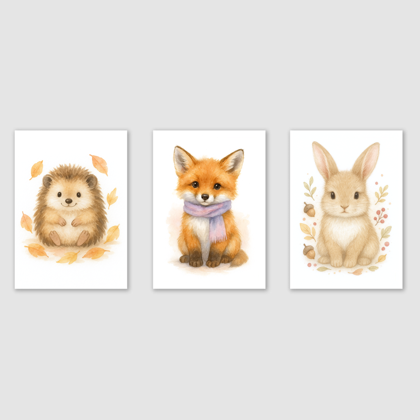 Woodland Cuties Print Set - Cute Pets Collection Set of 3