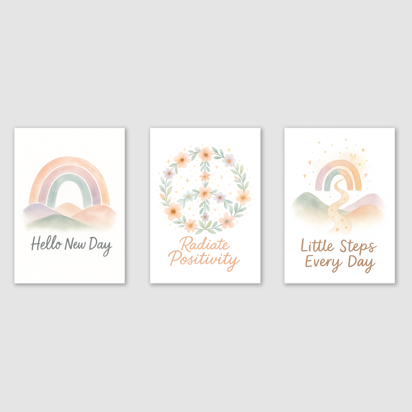 Abstract Positivity Print Set - Rainbow & Positivity Collection Set of 3