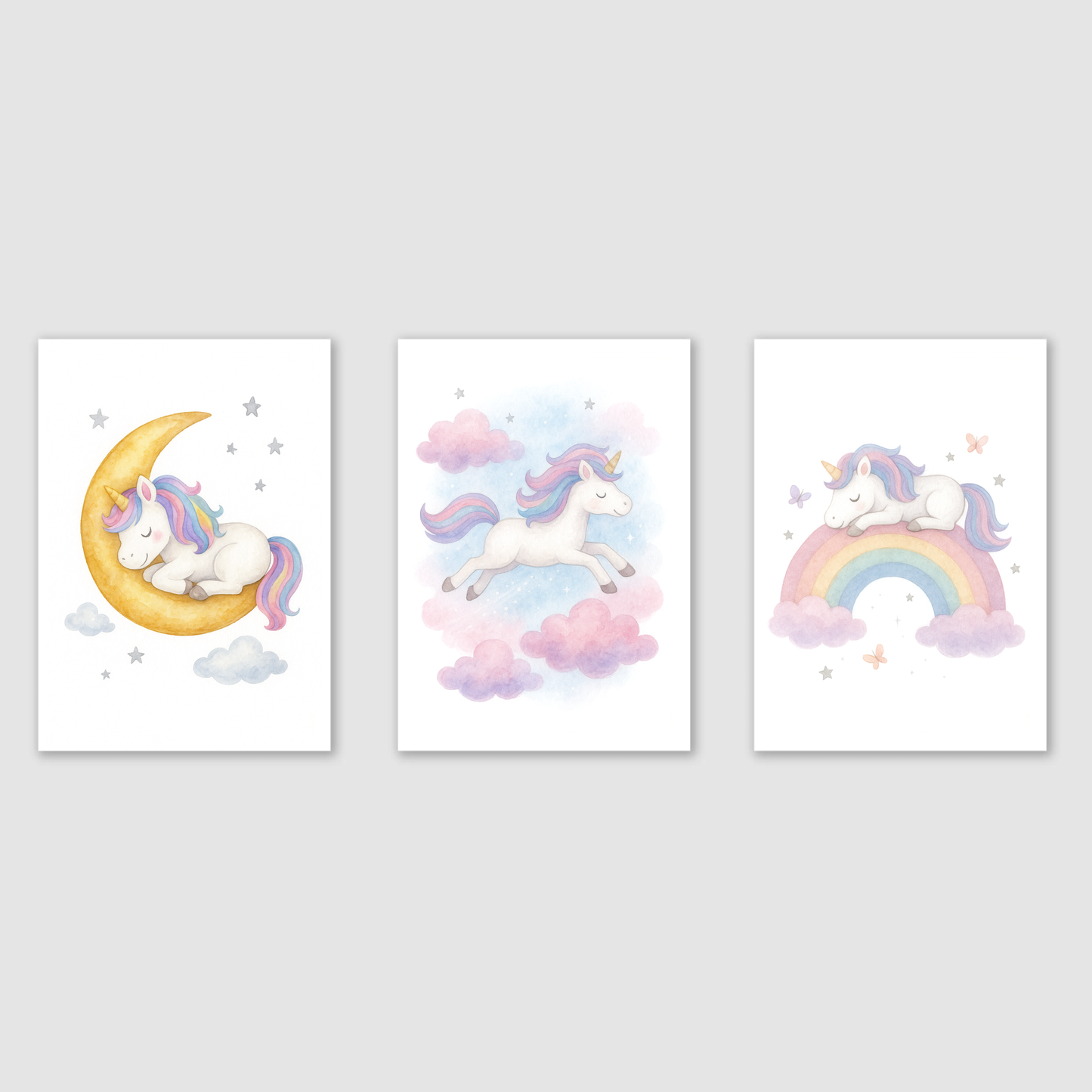 Dreamy Unicorn Adventures Print Set - Unicorns Collection Set of 3