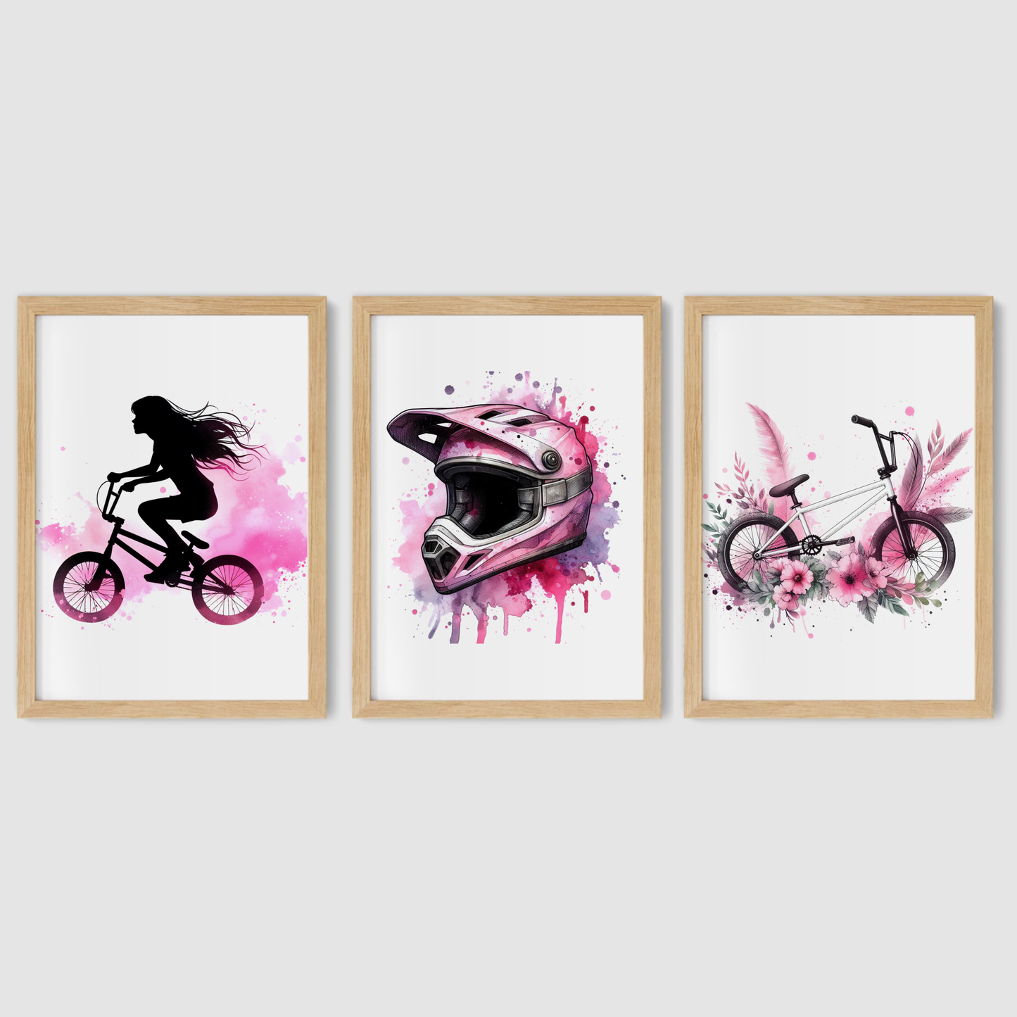 Pink BMX Print Set - Biking & BMX Collection Set of 3