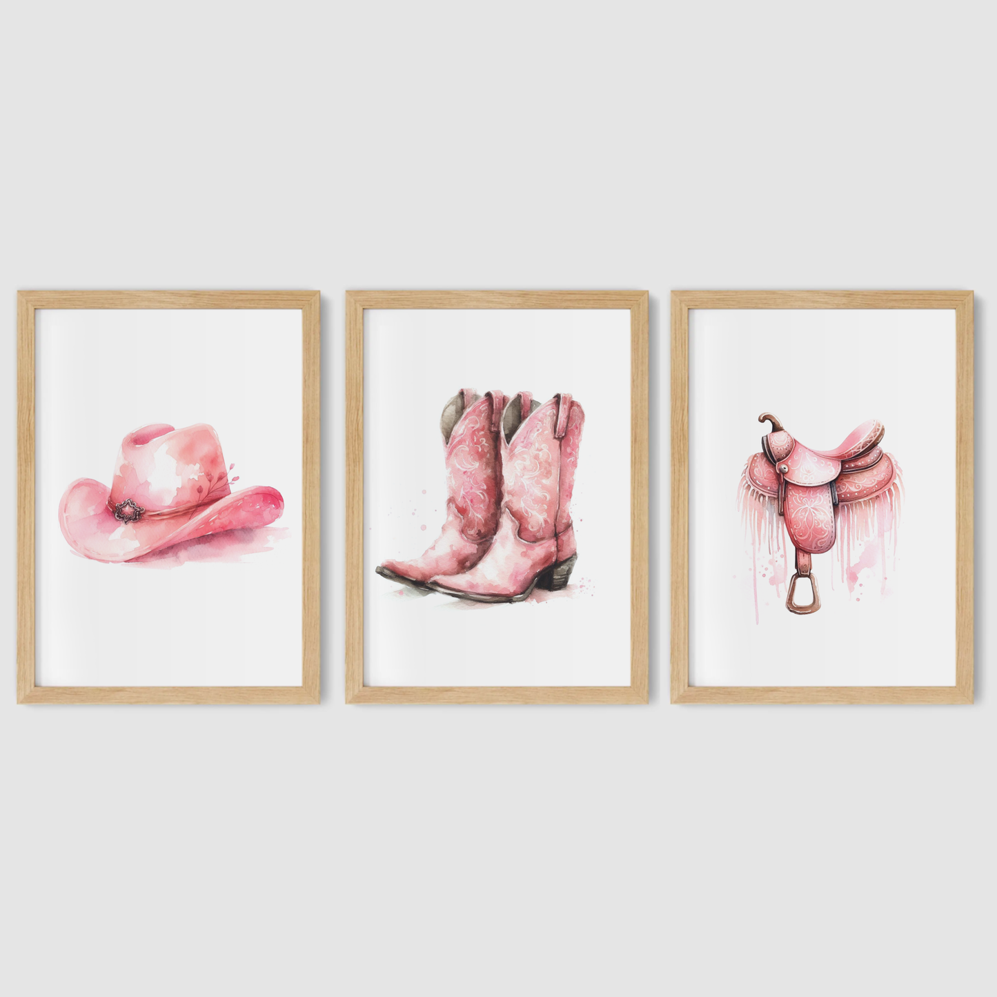 Pink Country & Western Print Set - Horse & Pony Collection Set of 3