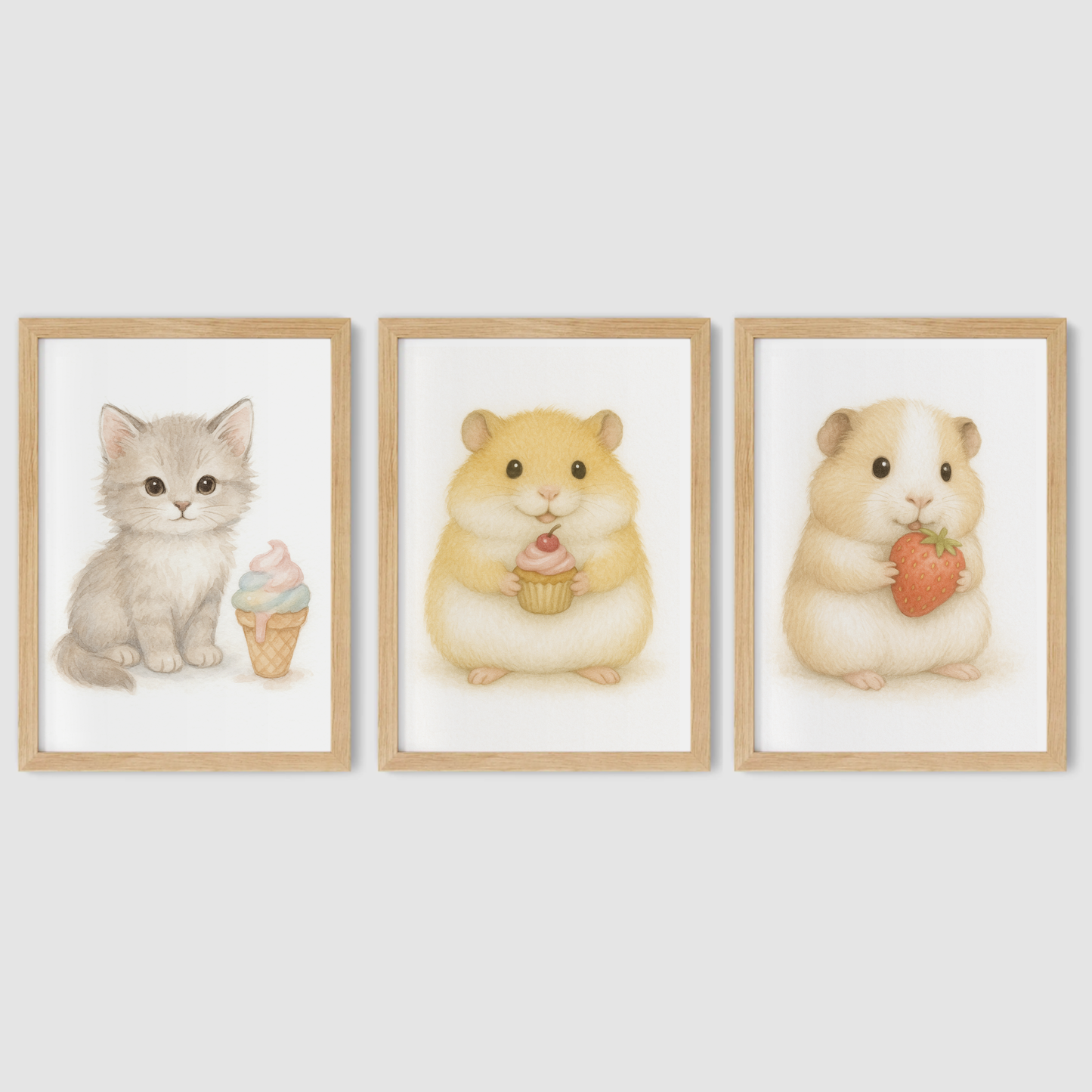 Sweet Treats Print Set - Cute Pets Collection Set of 3