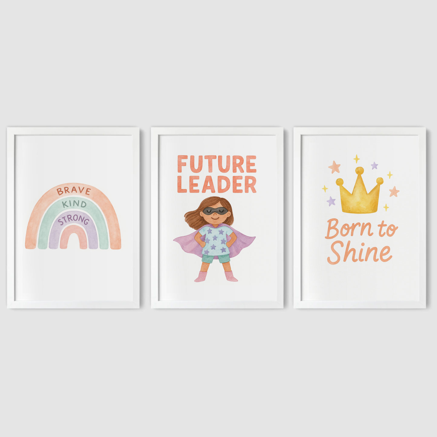 Girls Can Do Anything Print Set - Rainbow & Positivity Collection Set of 3