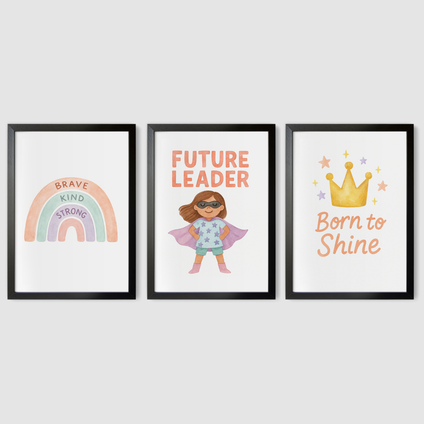 Girls Can Do Anything Print Set - Rainbow & Positivity Collection Set of 3