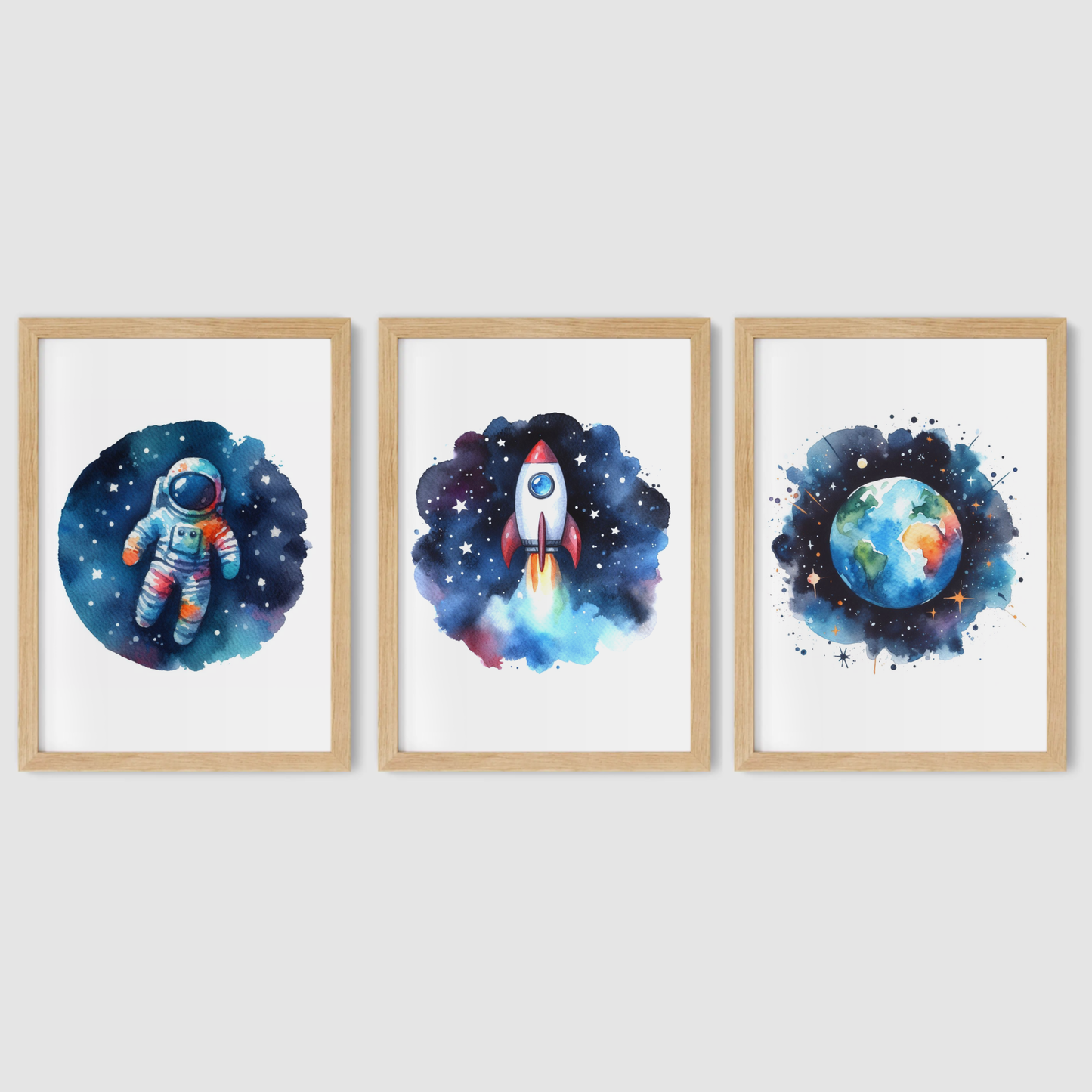Colourful Space Print Set - Nursery Space Collection Set of 3