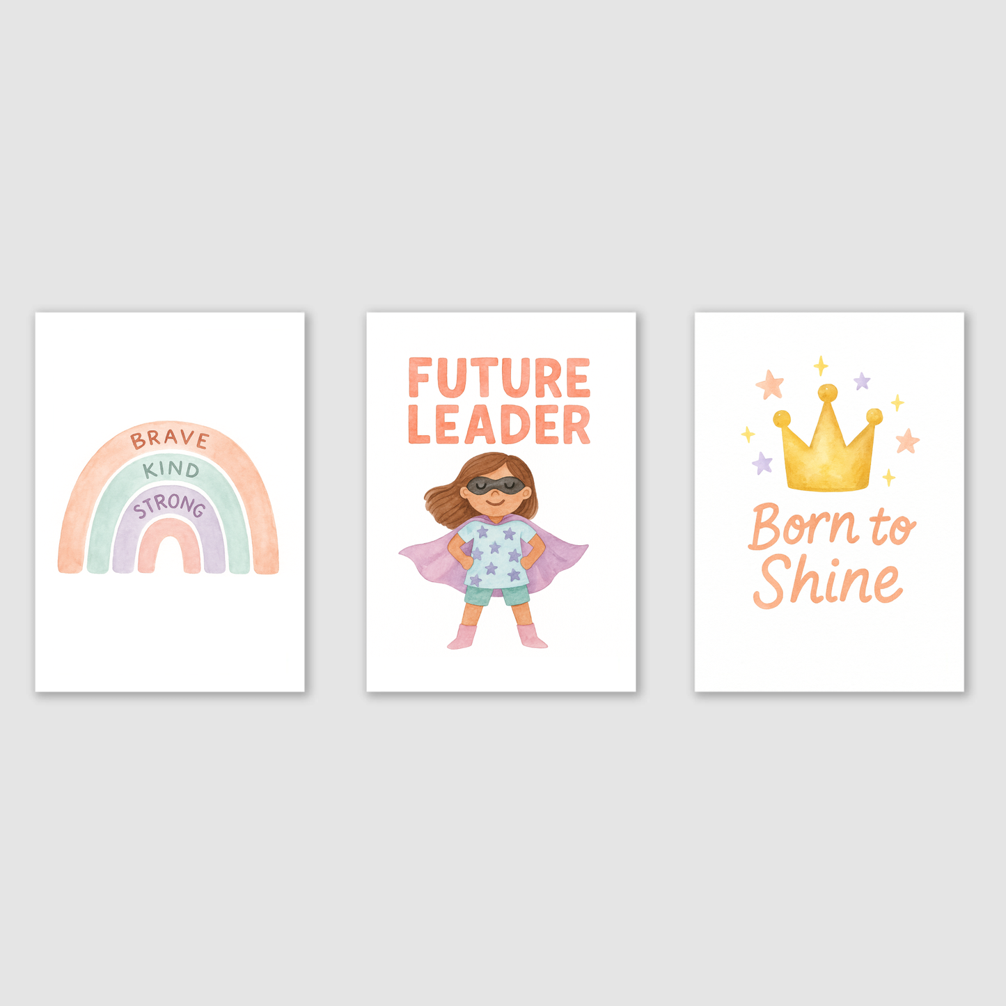 Girls Can Do Anything Print Set - Rainbow & Positivity Collection Set of 3