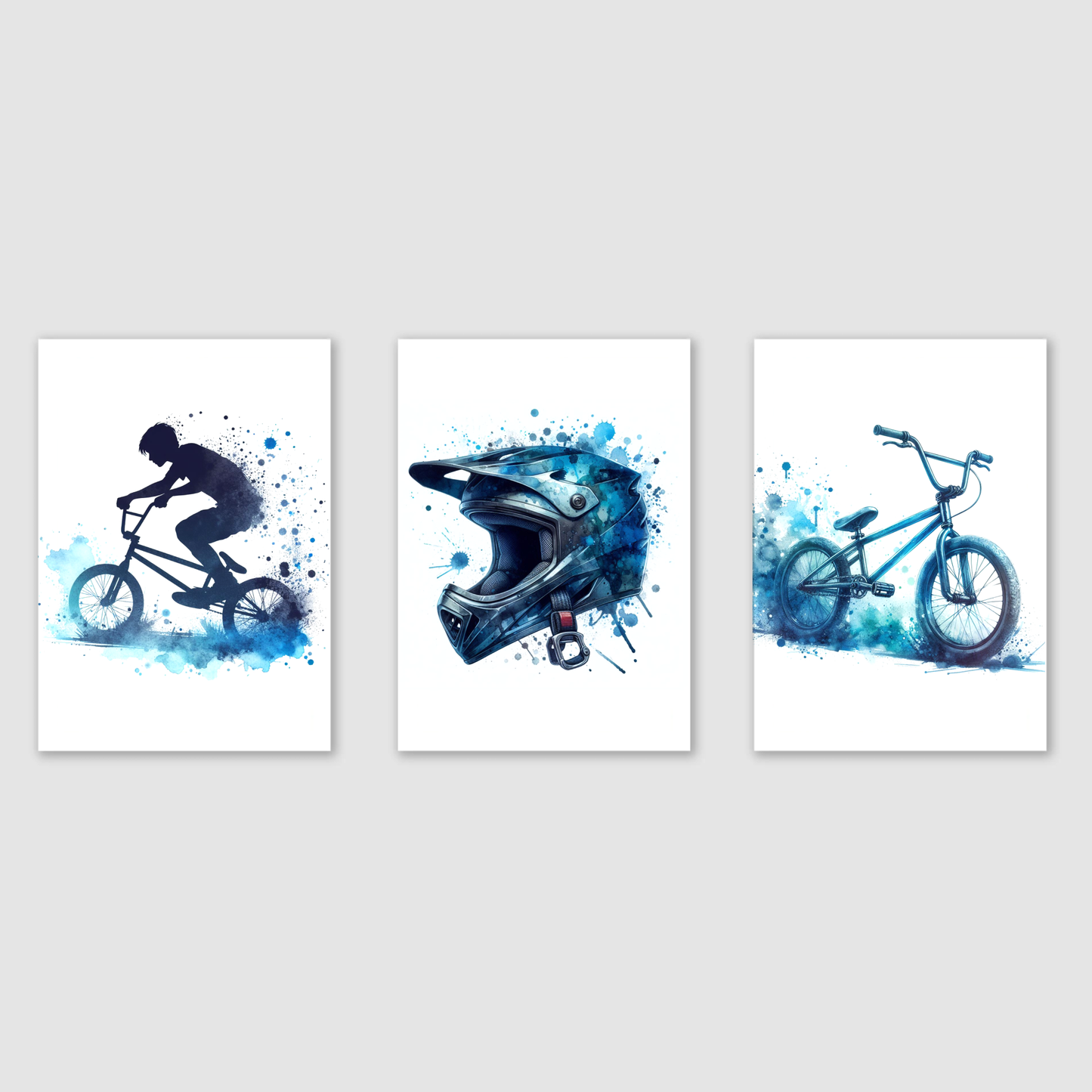 Blue BMX Print Set - Biking & BMX Collection Set of 3