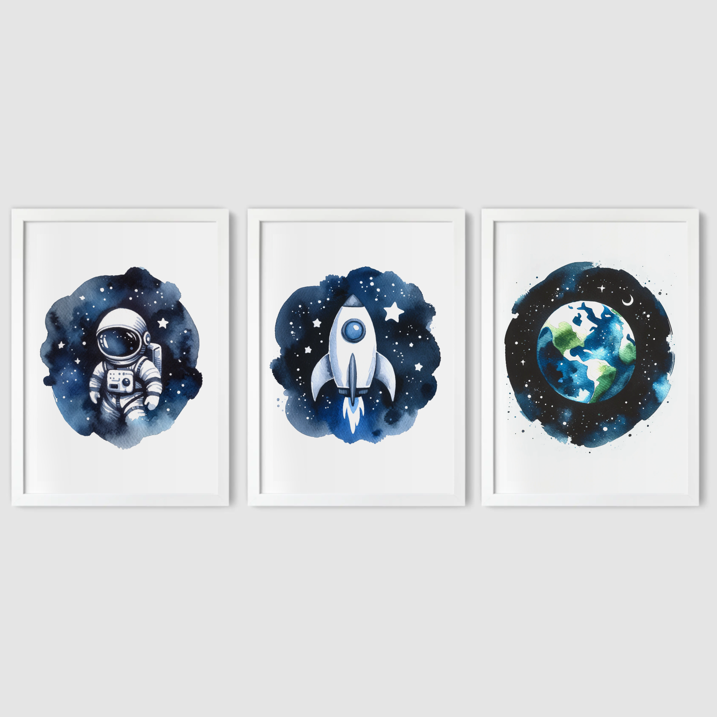 Watercolour Space Print Set - Nursery Space Collection Set of 3
