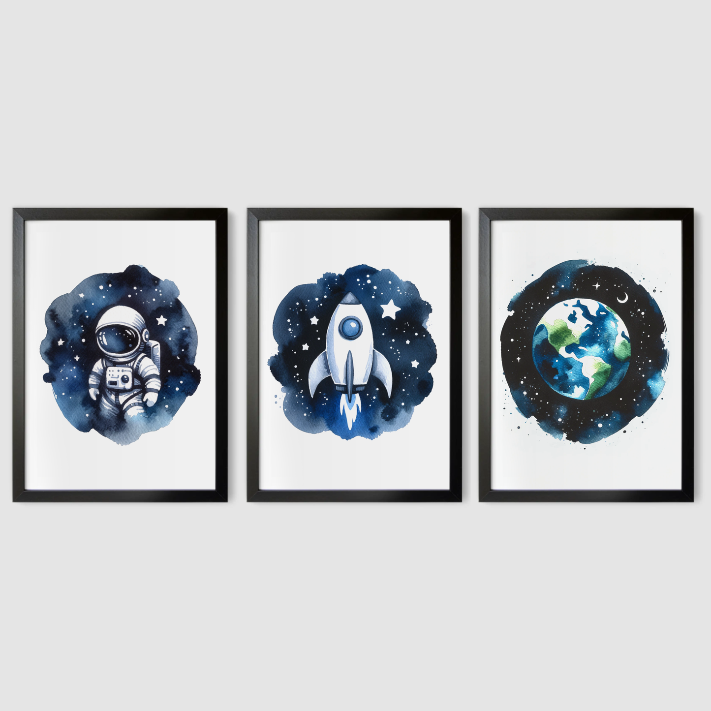 Watercolour Space Print Set - Nursery Space Collection Set of 3