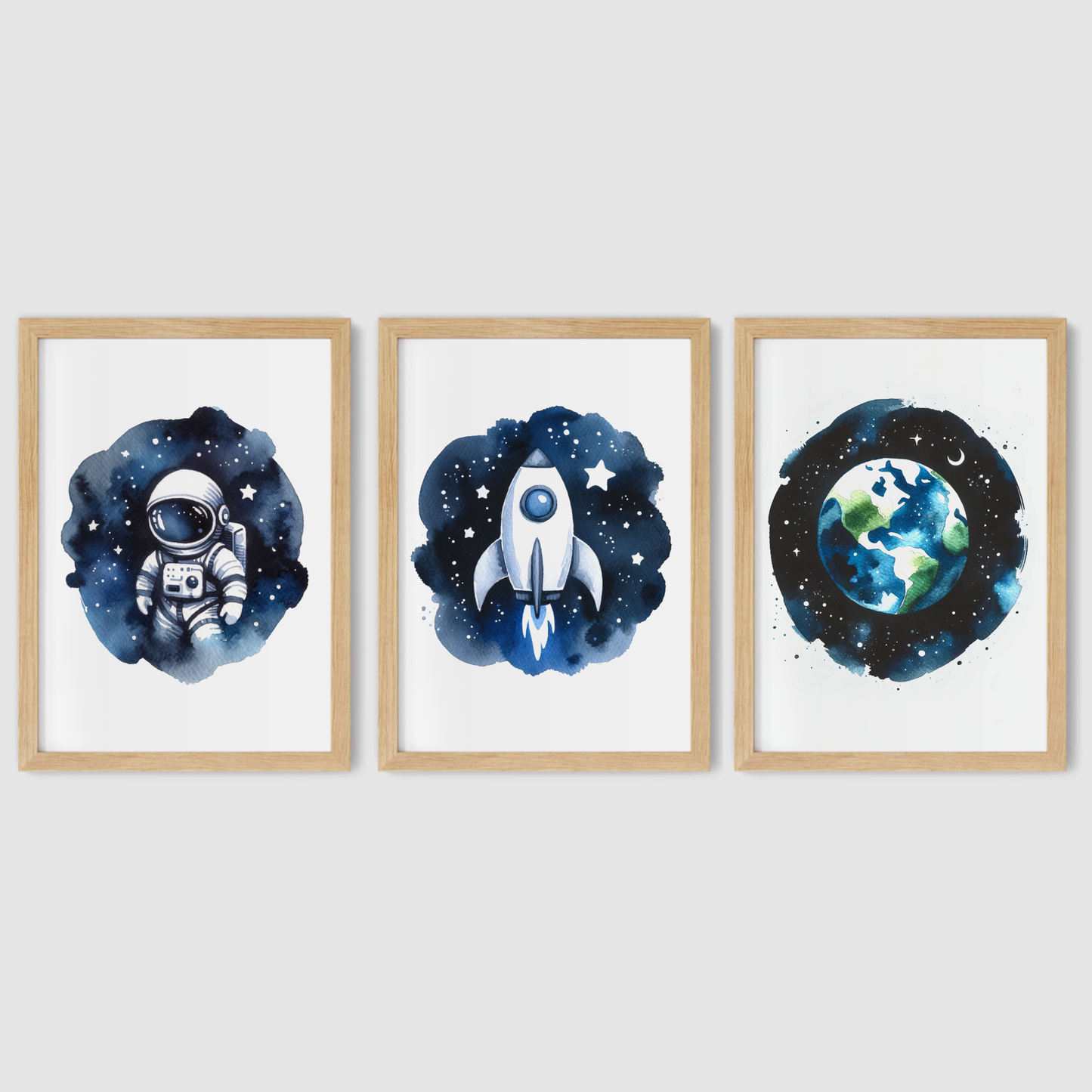 Watercolour Space Print Set - Nursery Space Collection Set of 3