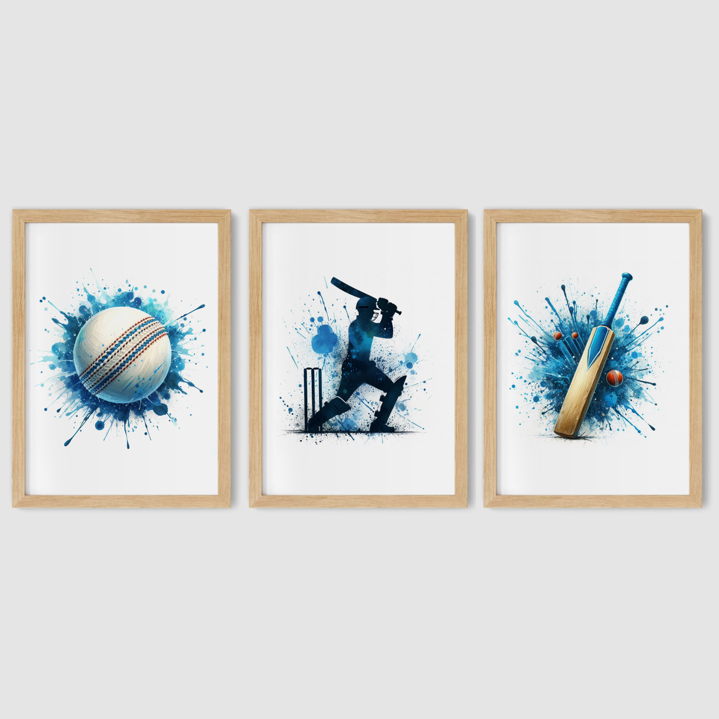 Blue Cricket Print Set - Cricket Collection Set of 3