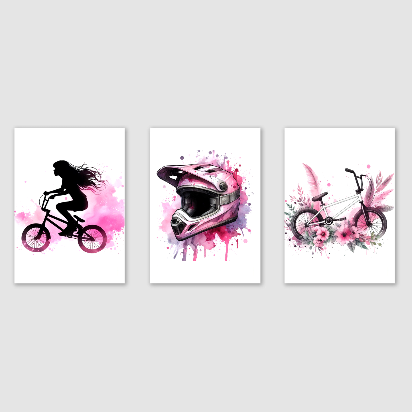 Pink BMX Print Set - Biking & BMX Collection Set of 3
