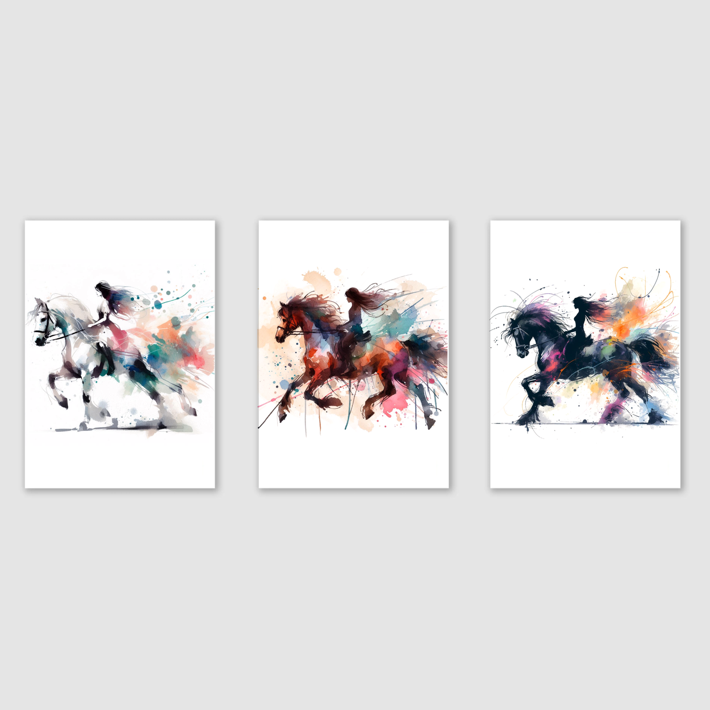 Horse & Rider Prints - Horse & Pony Collection Set of 3