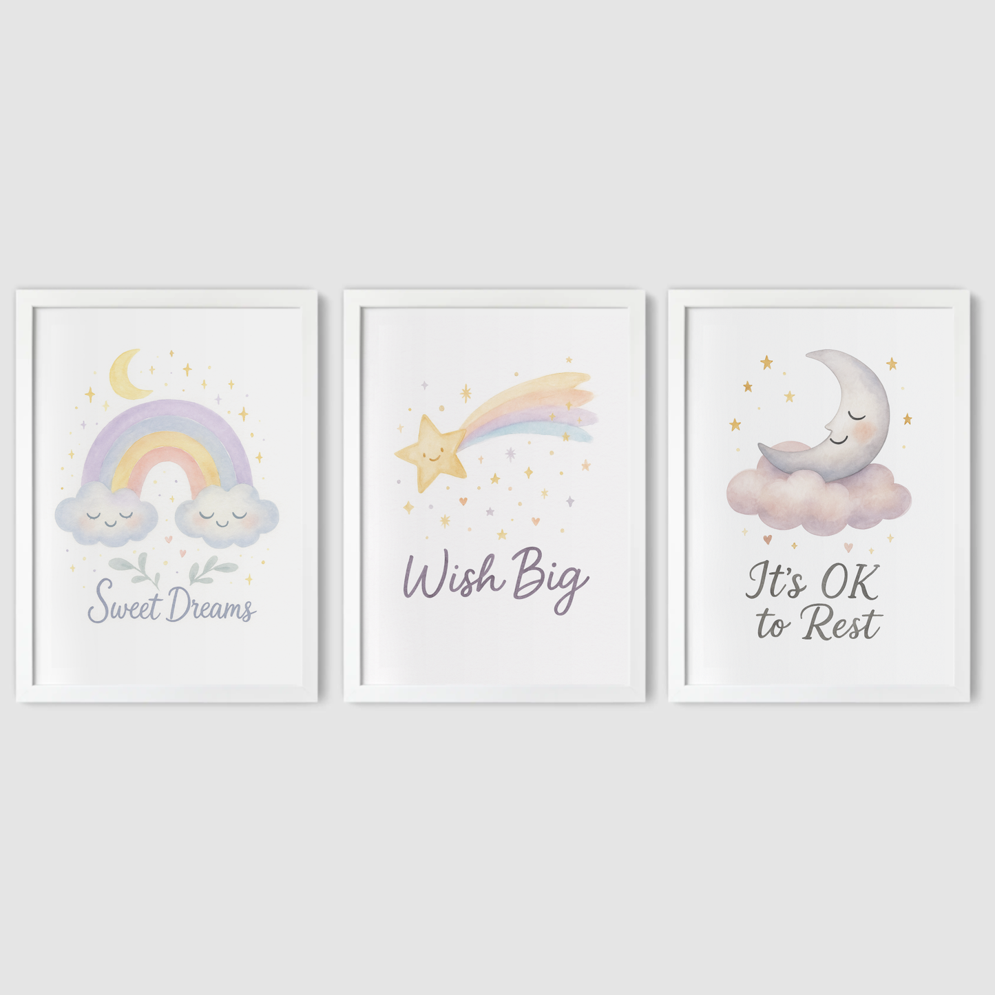 Bedtime Positivity Print Set - Rainbow & Positivity Collection Set of 3