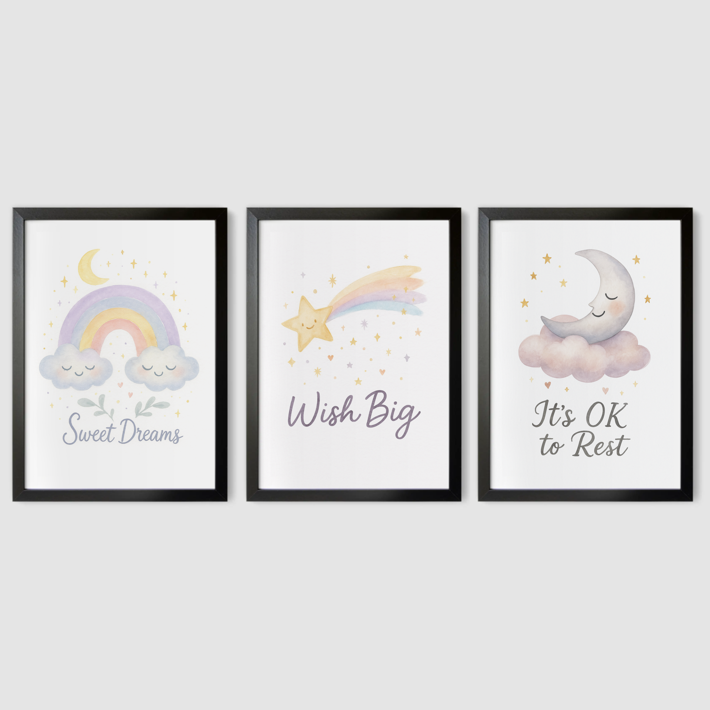 Bedtime Positivity Print Set - Rainbow & Positivity Collection Set of 3