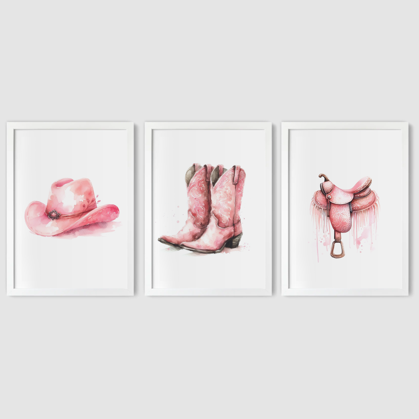 Pink Country & Western Print Set - Horse & Pony Collection Set of 3