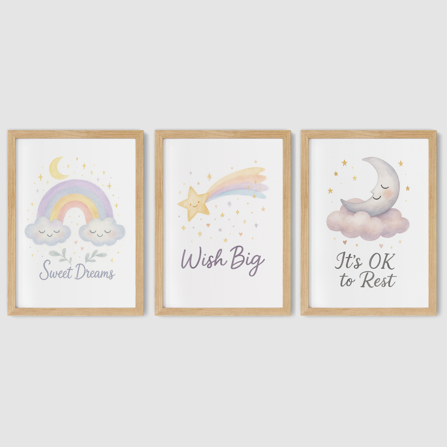 Bedtime Positivity Print Set - Rainbow & Positivity Collection Set of 3